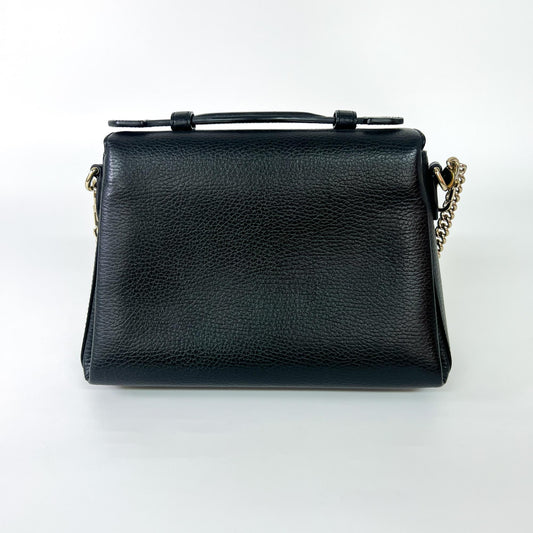 Gucci Interlocking Top Handle Bag Leather, Black, Leather, Shoulder Bag