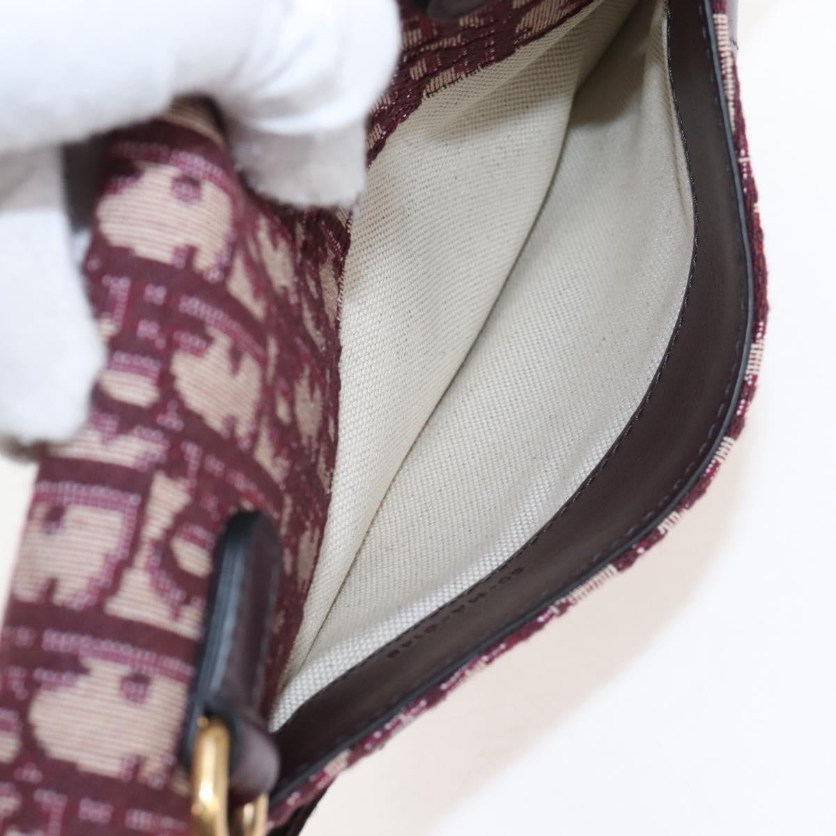 Christian Dior Saddle Belt Oblique Canvas, Burgundy, Canvas, Handbag
