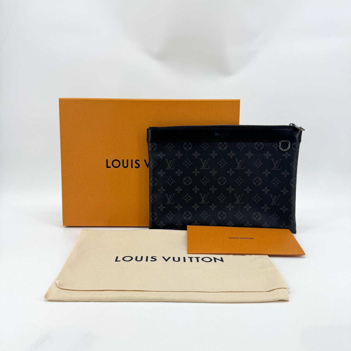 Louis Vuitton Discovery Pochette Monogram Eclipse Canvas, Black, Canvas, Clutch