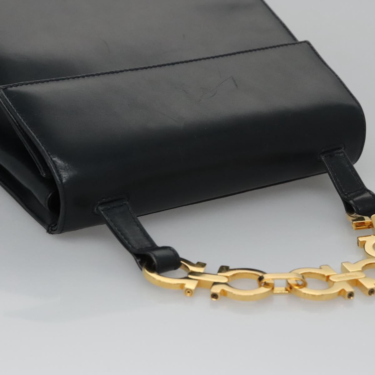 Salvatore Ferragamo Gancini, Black, Leather, handbag
