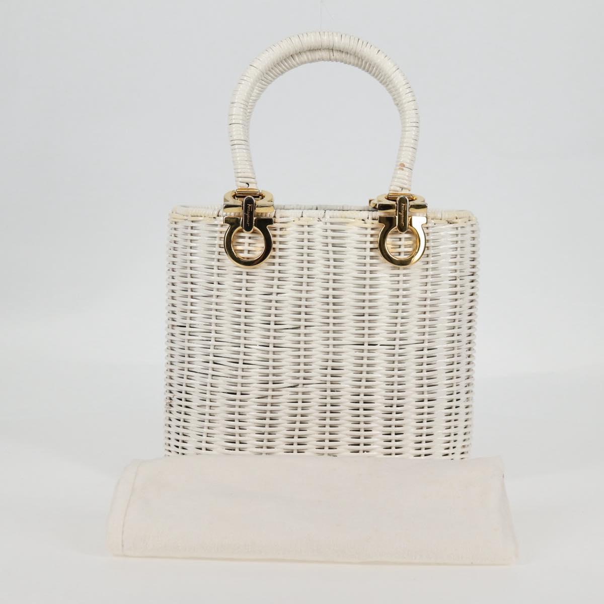 Salvatore Ferragamo Gancini, White, Leather, handbag
