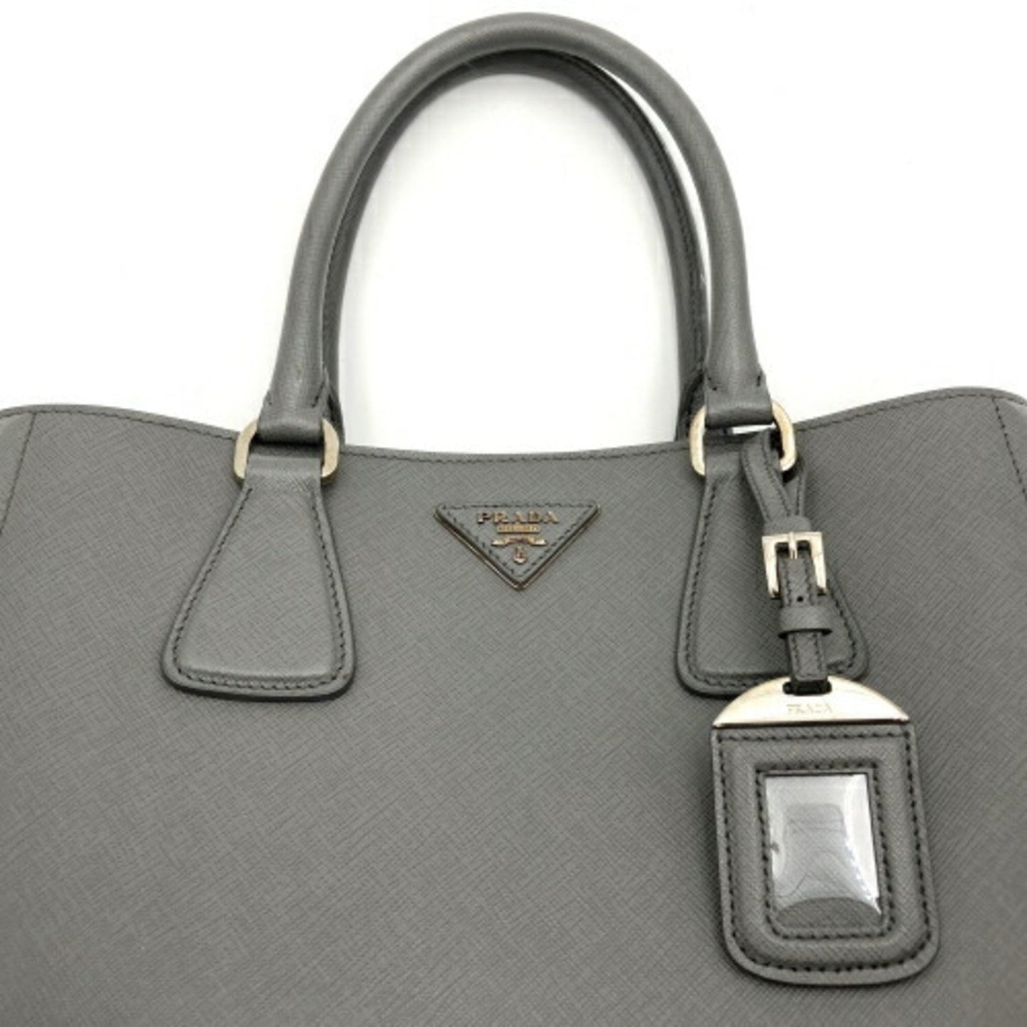 Prada Saffiano, Grey, Leather, handbag