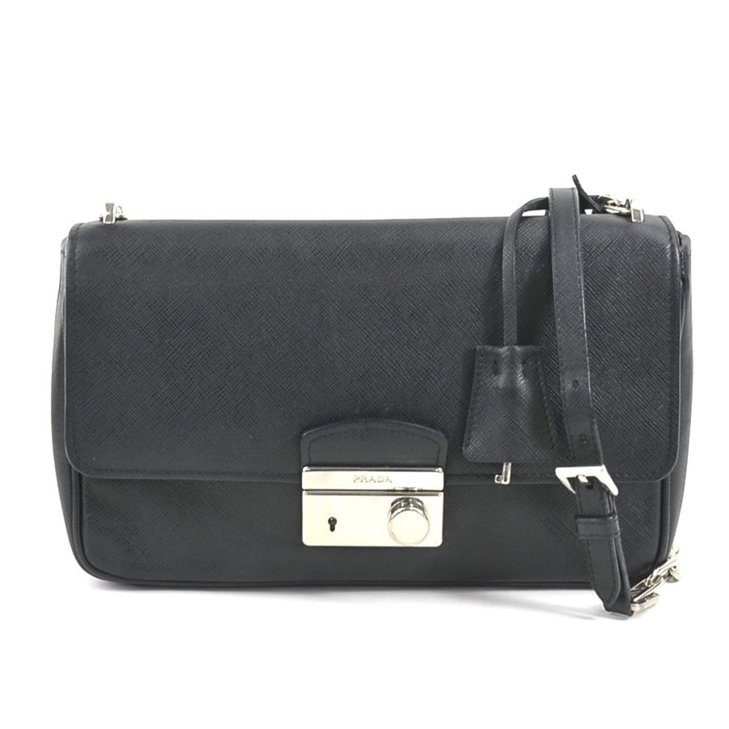 Prada, Black, Leather, shoulder