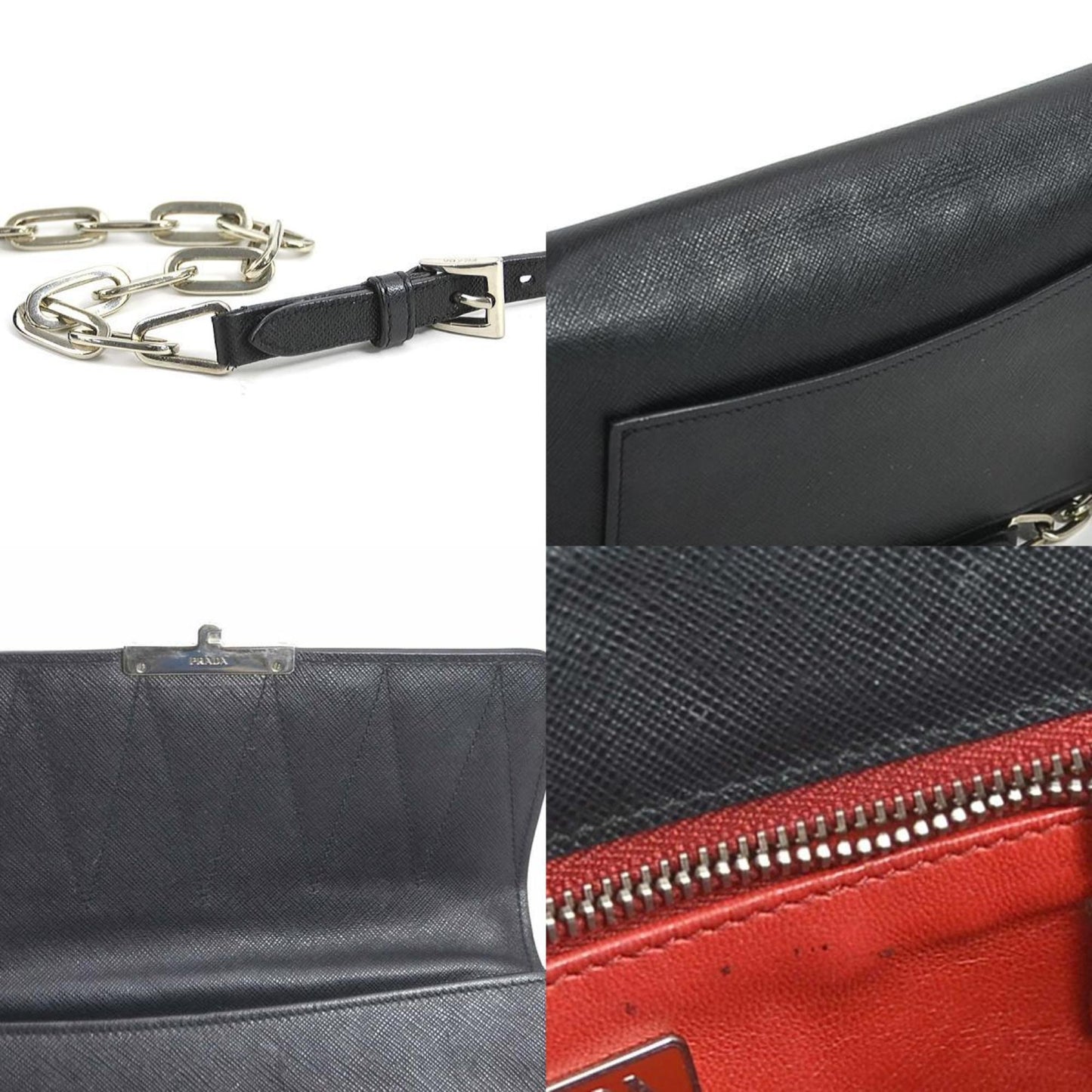 Prada, Black, Leather, shoulder