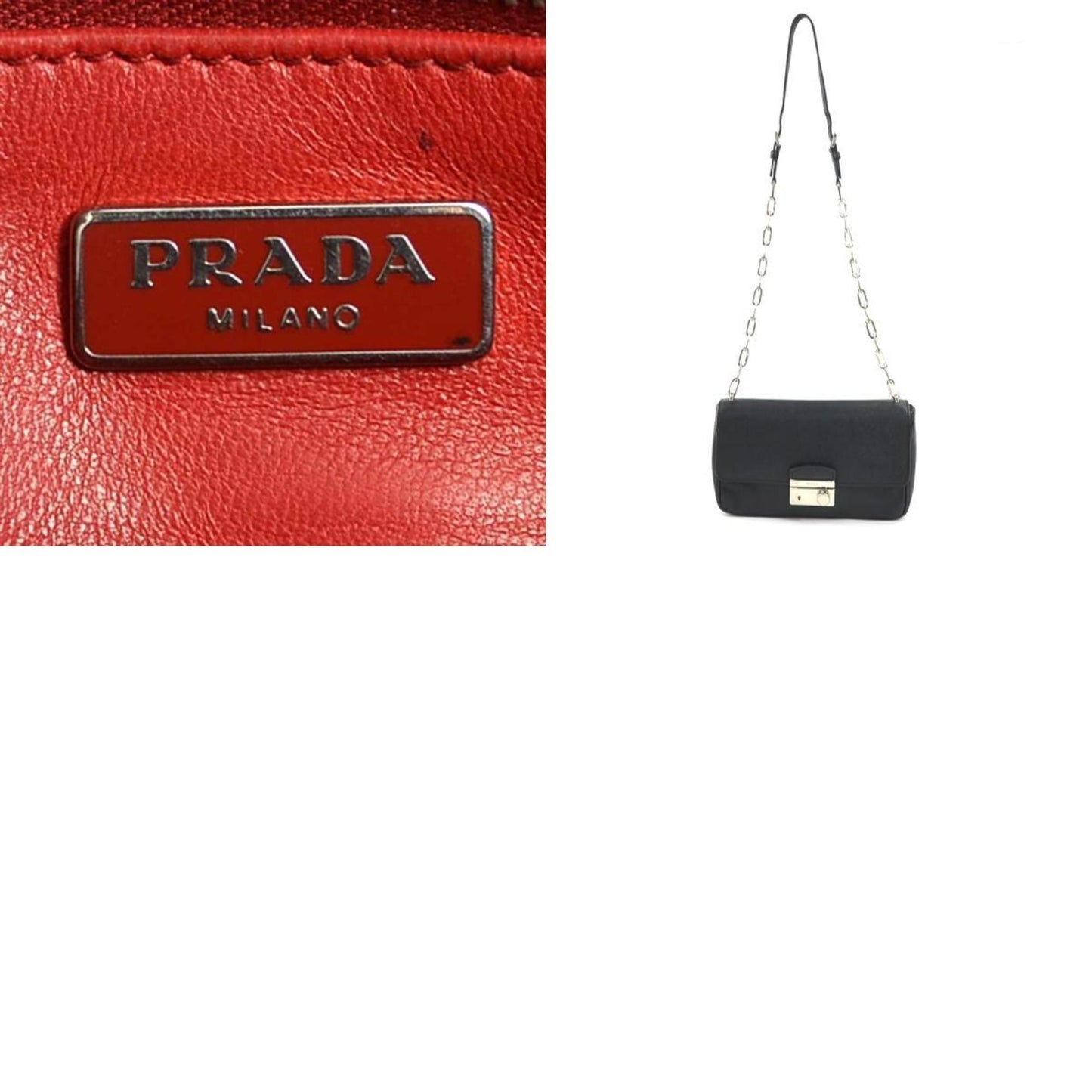 Prada, Black, Leather, shoulder