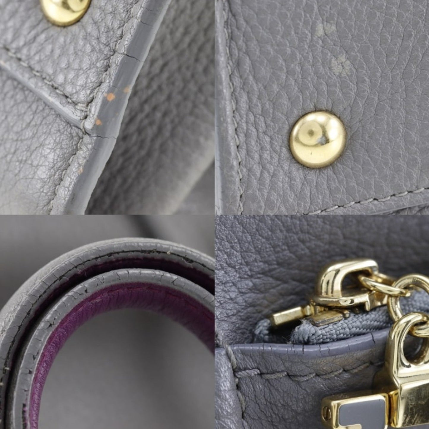 Salvatore Ferragamo Gancini, Grey, Leather, tote