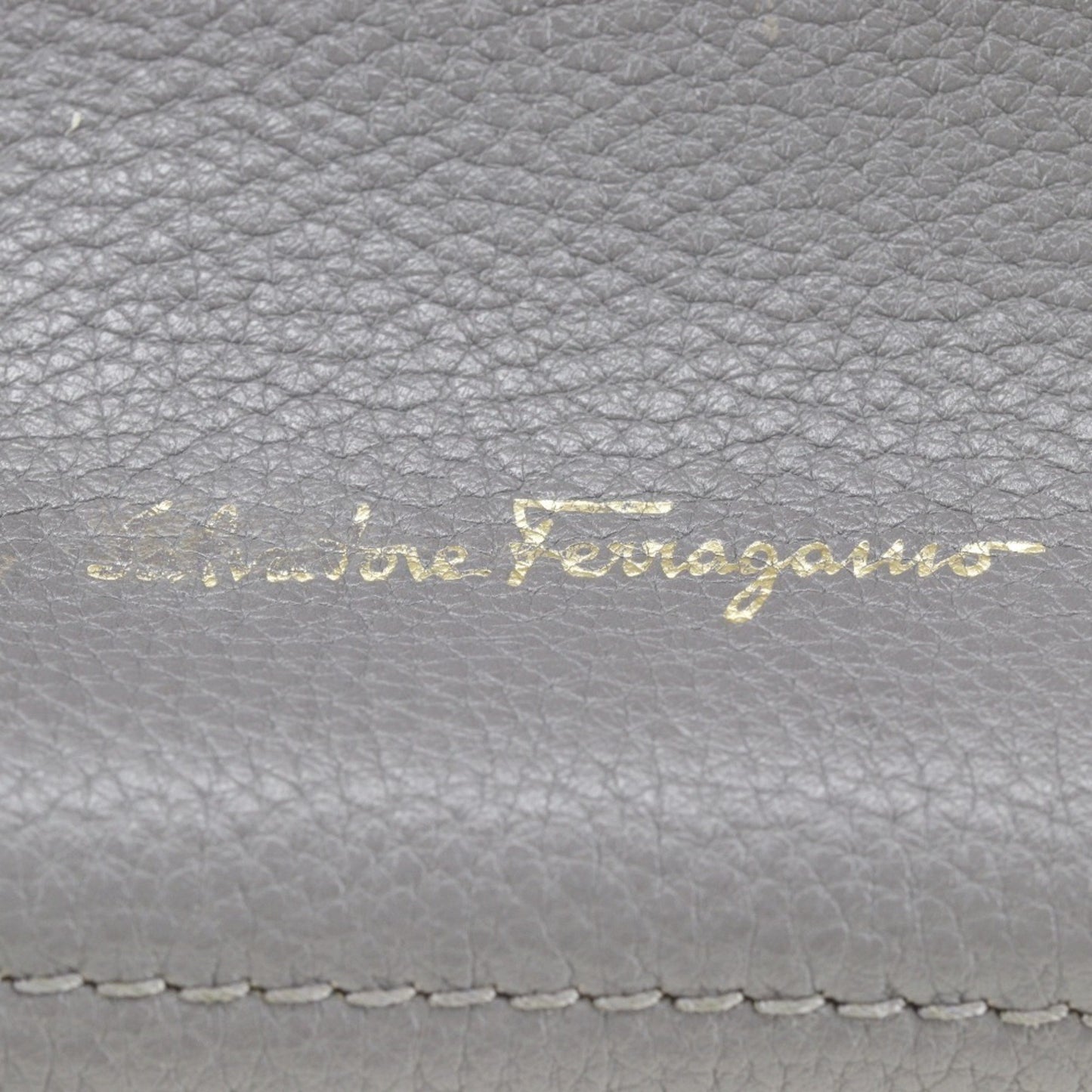 Salvatore Ferragamo Gancini, Grey, Leather, tote