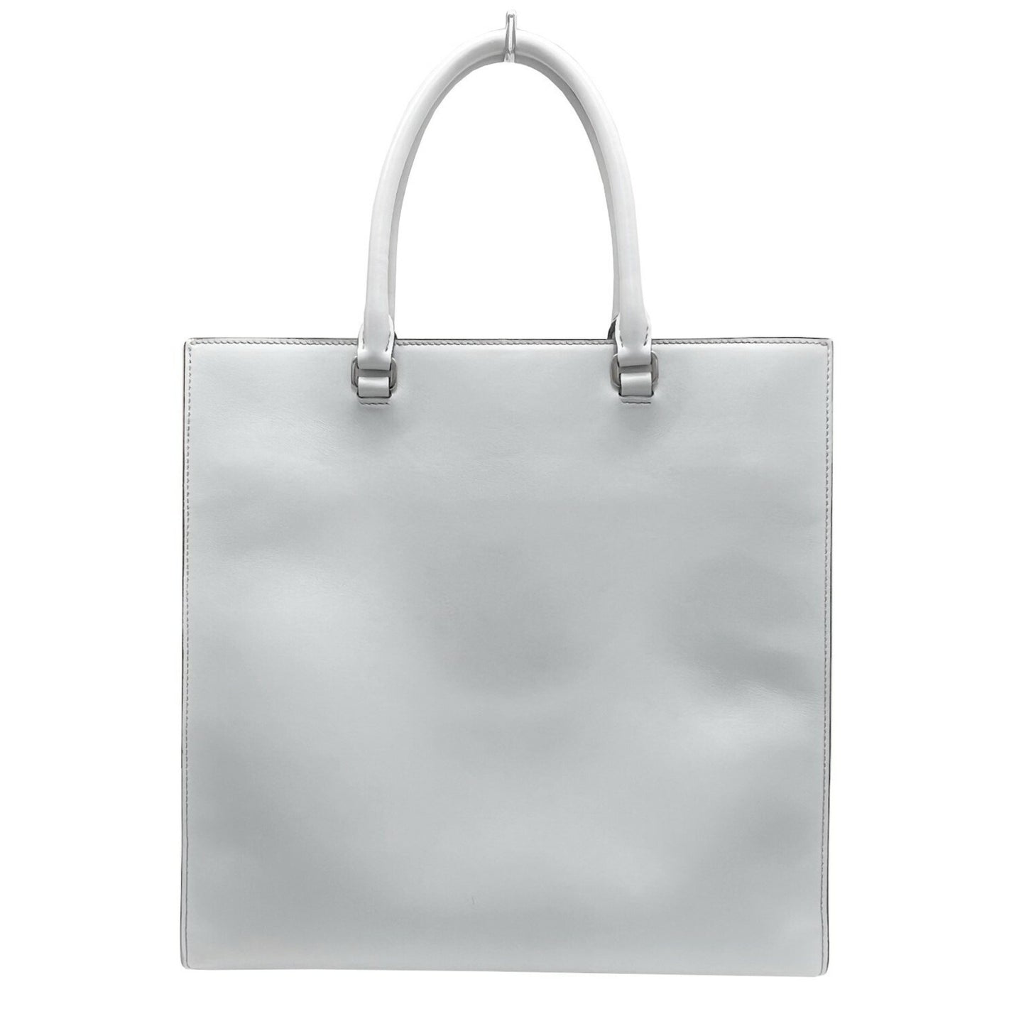Prada Triangle Logo, Grey, Leather, handbag