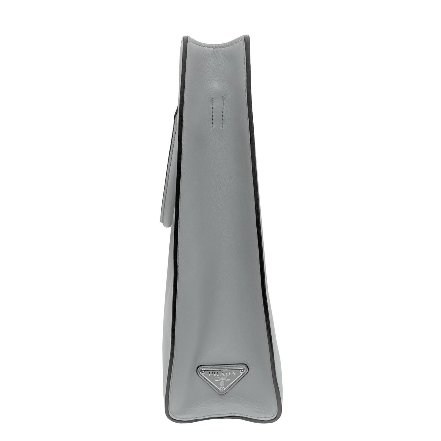 Prada Triangle Logo, Grey, Leather, handbag