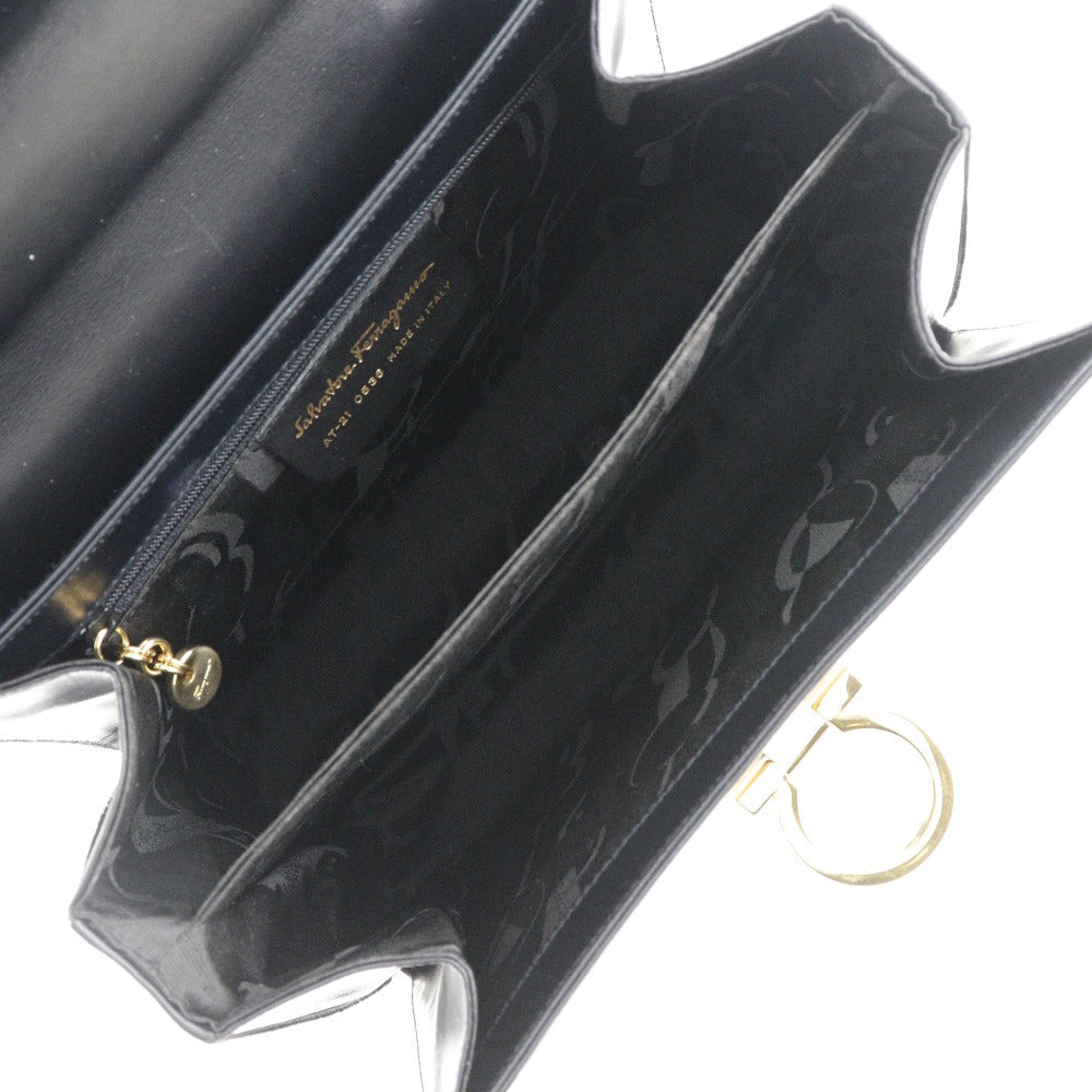 Salvatore Ferragamo Iconic Top Handle, Black, Leather, handbag