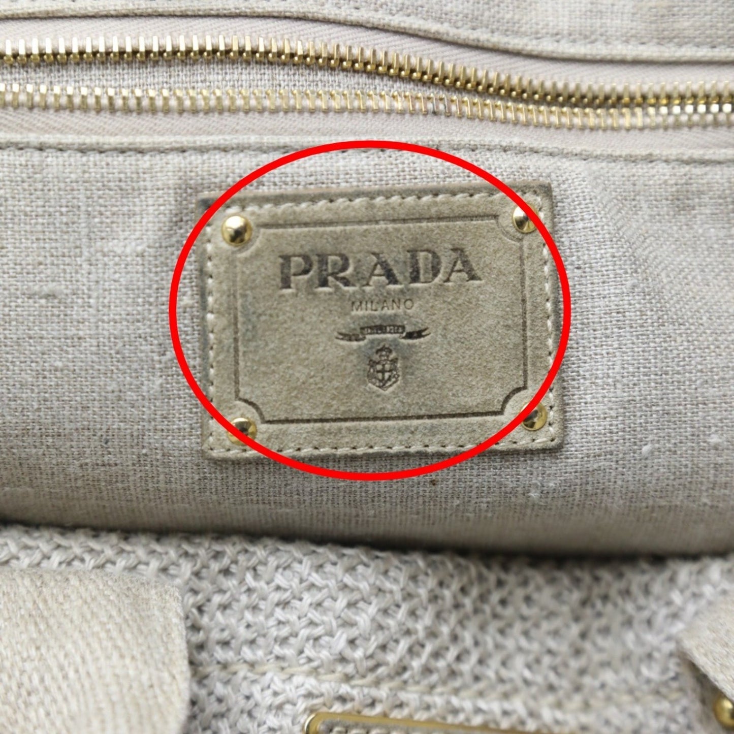 Prada Bauletto, Beige, Canvas, tote