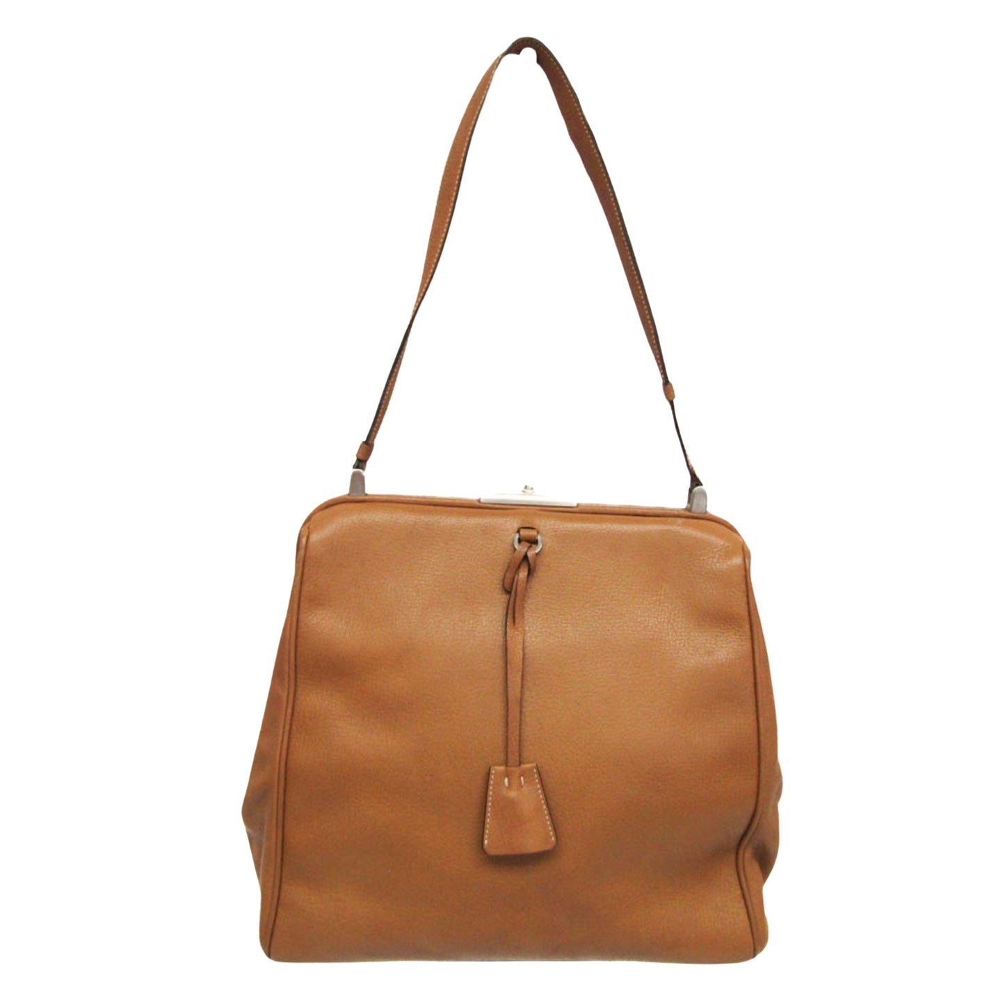 Prada Saffiano, Brown, Leather, shoulder