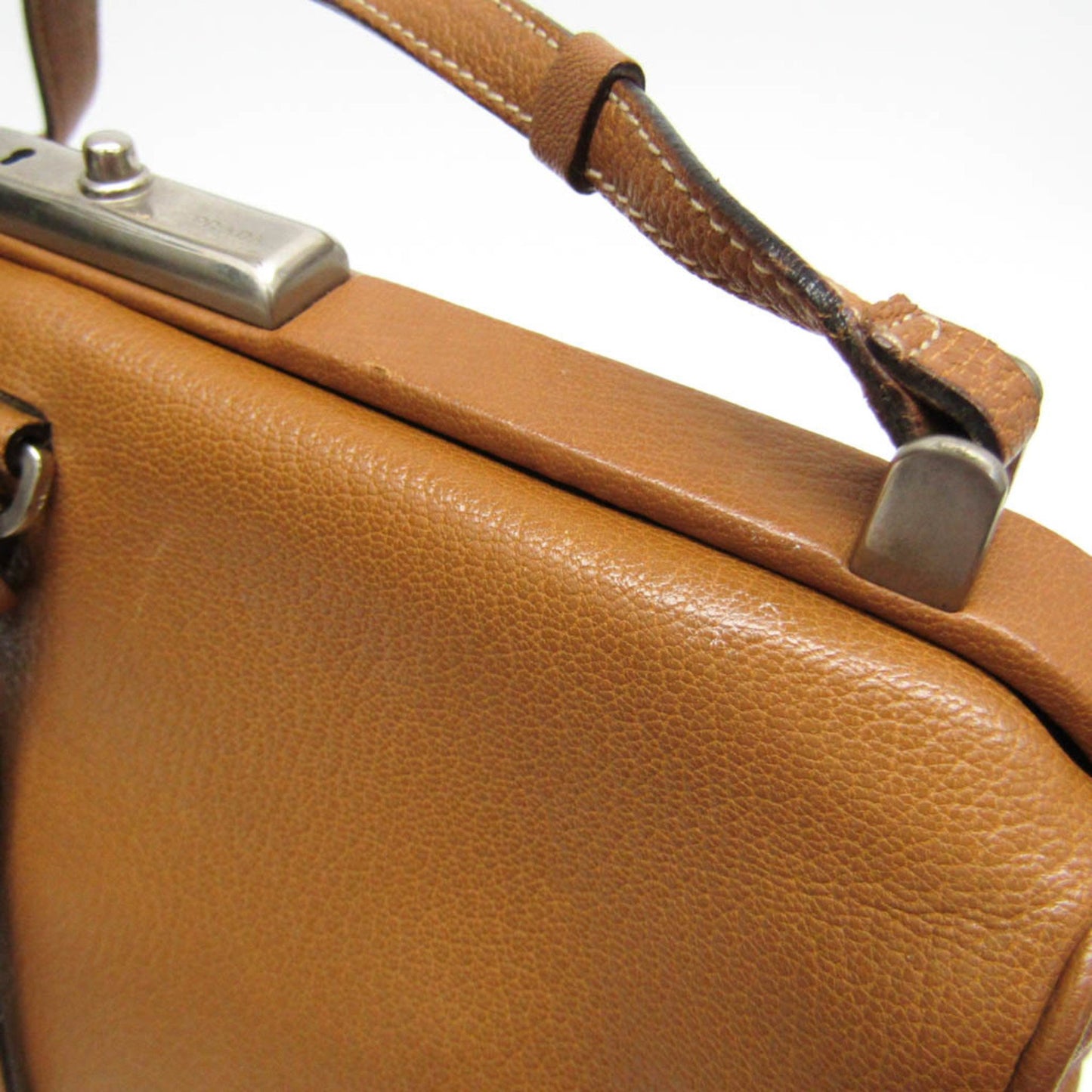 Prada Saffiano, Brown, Leather, shoulder