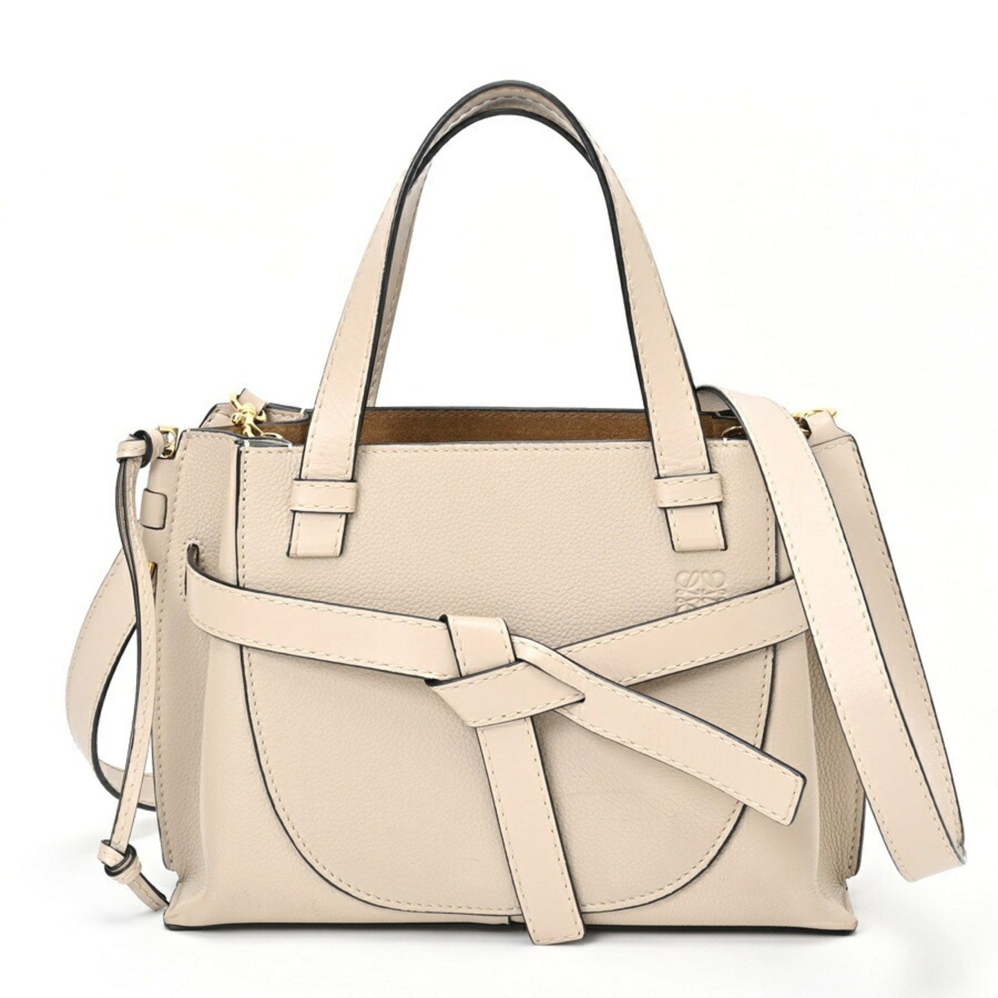Loewe Gate Top Handle, Beige, Leather, handbag