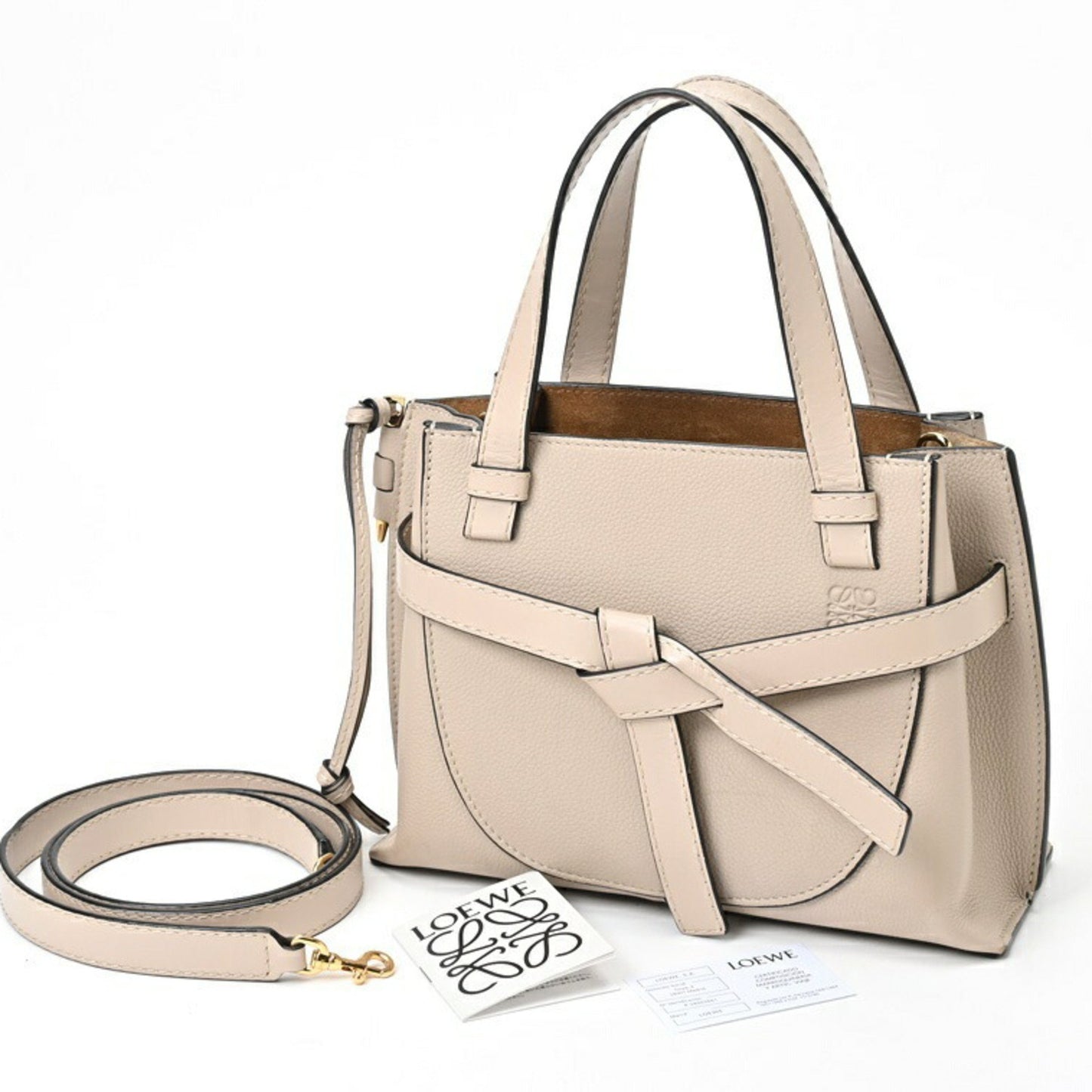 Loewe Gate Top Handle, Beige, Leather, handbag