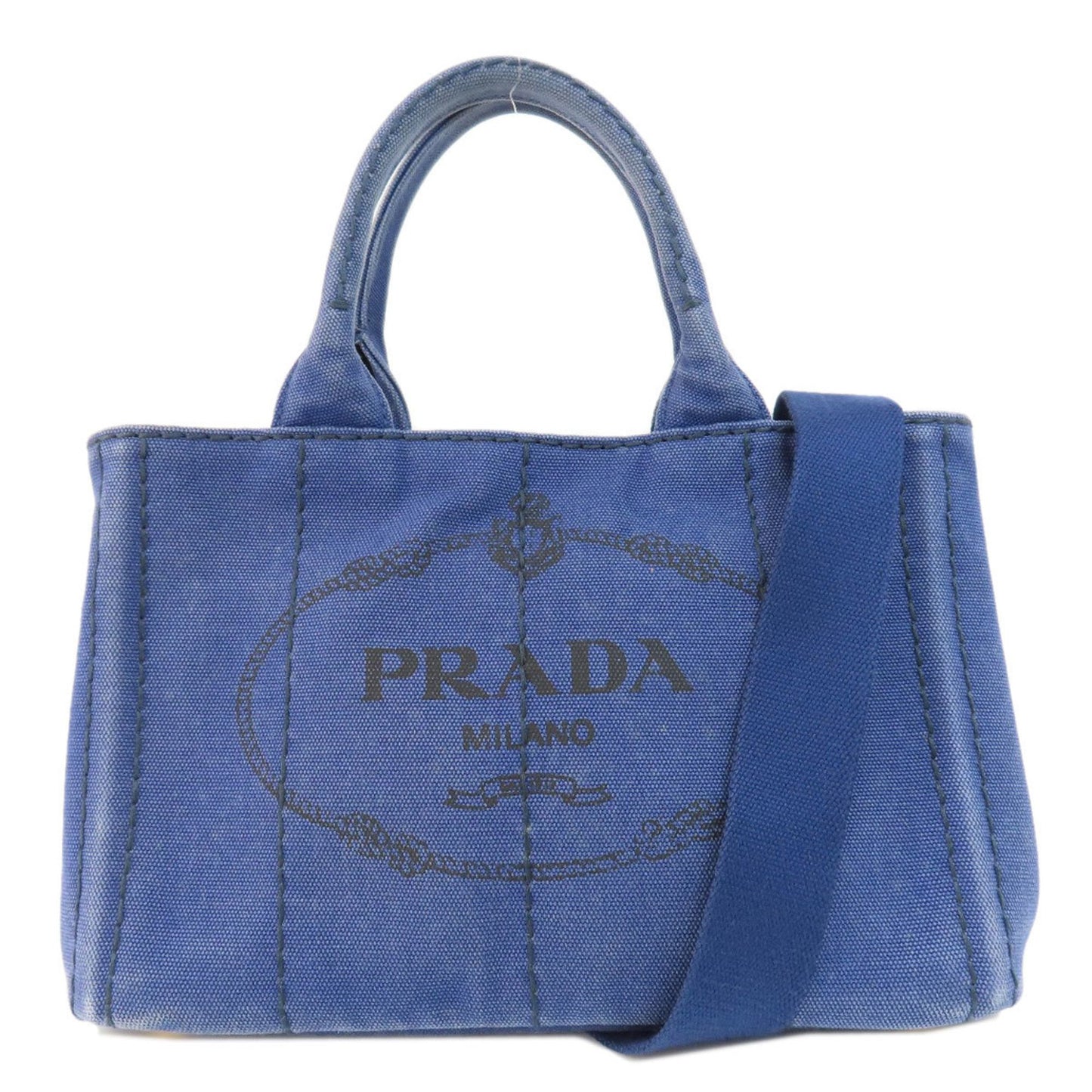 Prada Canapa, Blue, Canvas, tote