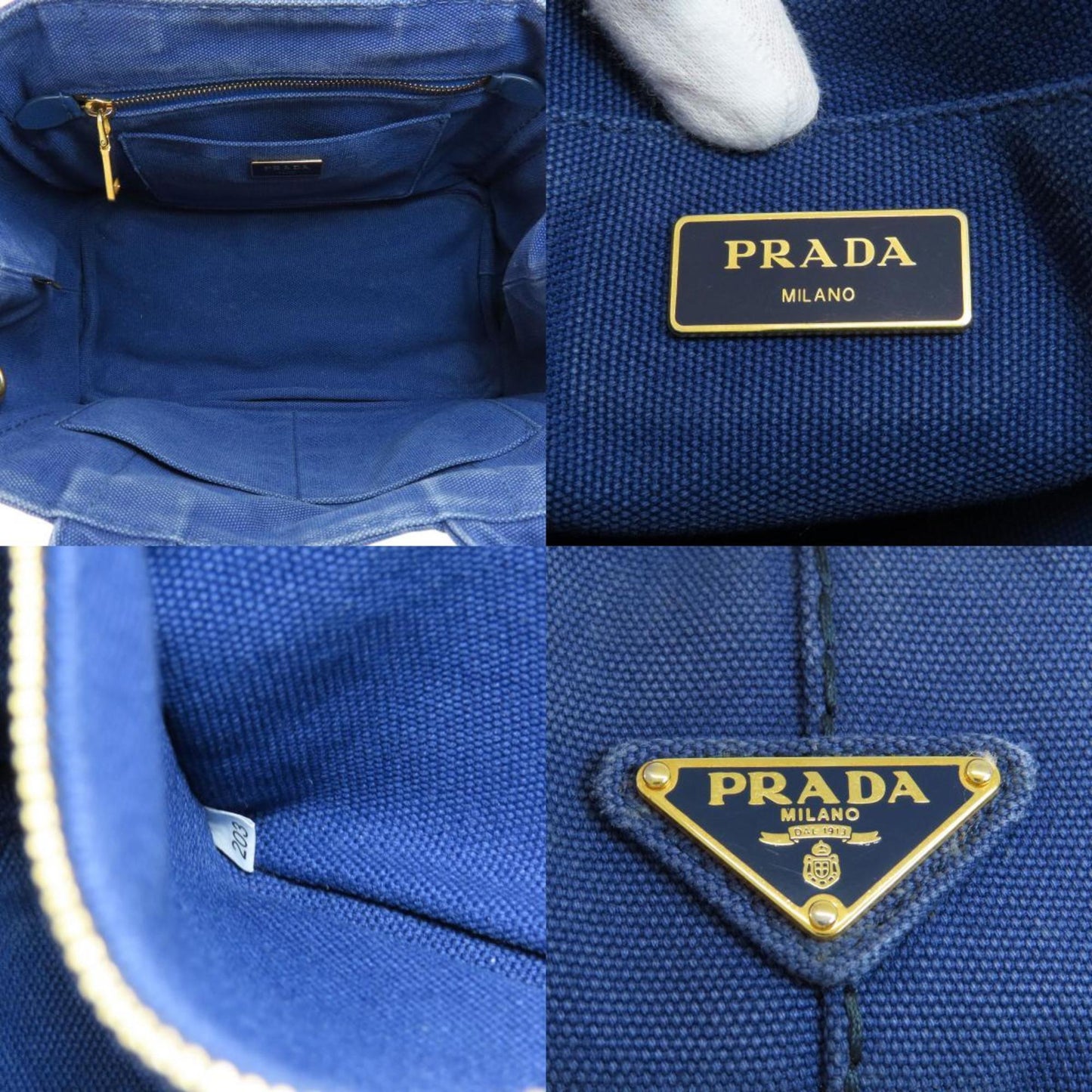 Prada Canapa, Blue, Canvas, tote