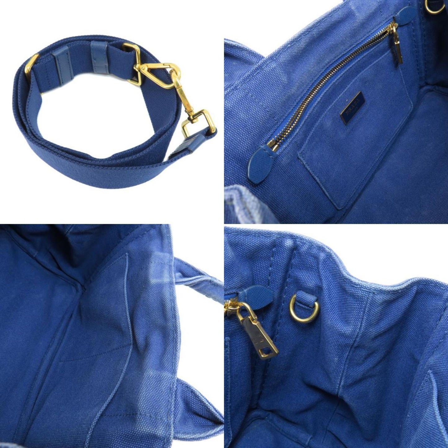 Prada Canapa, Blue, Canvas, tote