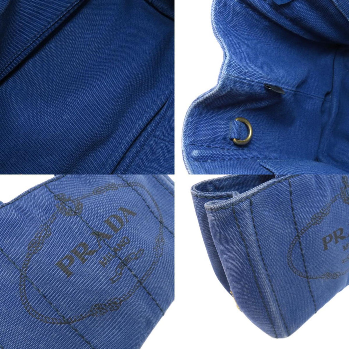 Prada Canapa, Blue, Canvas, tote