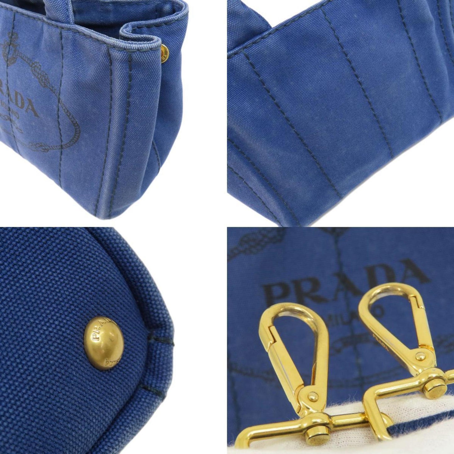 Prada Canapa, Blue, Canvas, tote