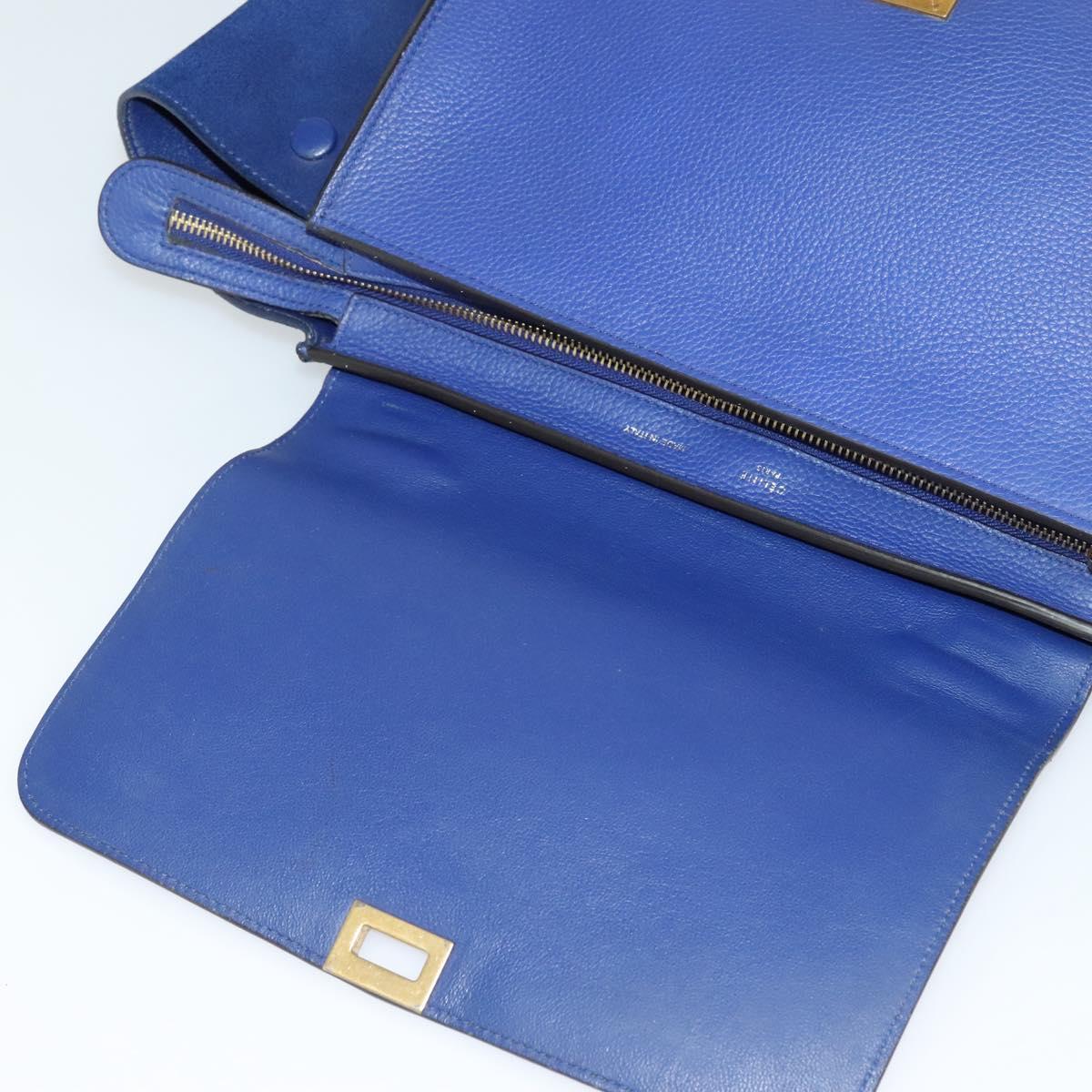 Céline Trapèze, Blue, Leather, handbag