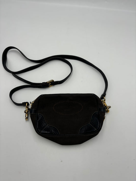 Prada Mini Zip Crossbody Bag Canvas and Leather, Brown, Canvas, Backpack