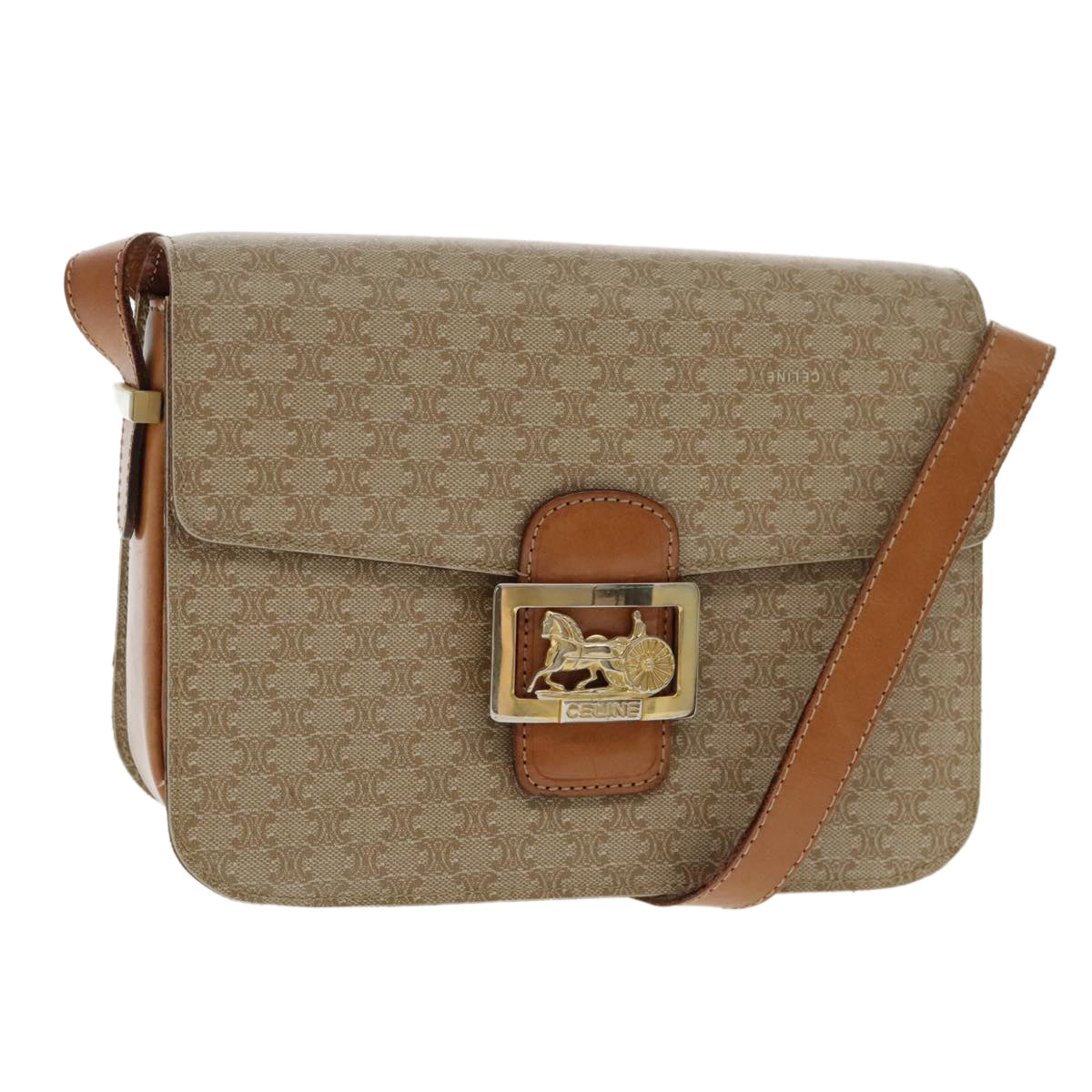Céline Horse carriage, Beige, Canvas, shoulder