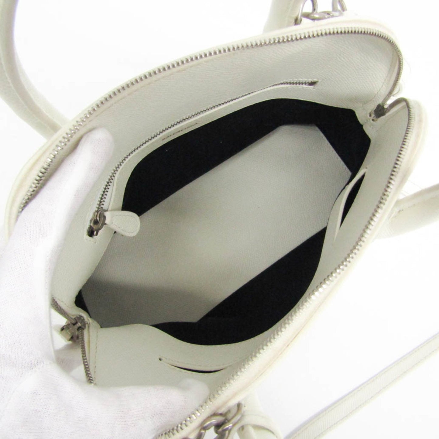 Balenciaga Ville Top Handle, White, Leather, handbag