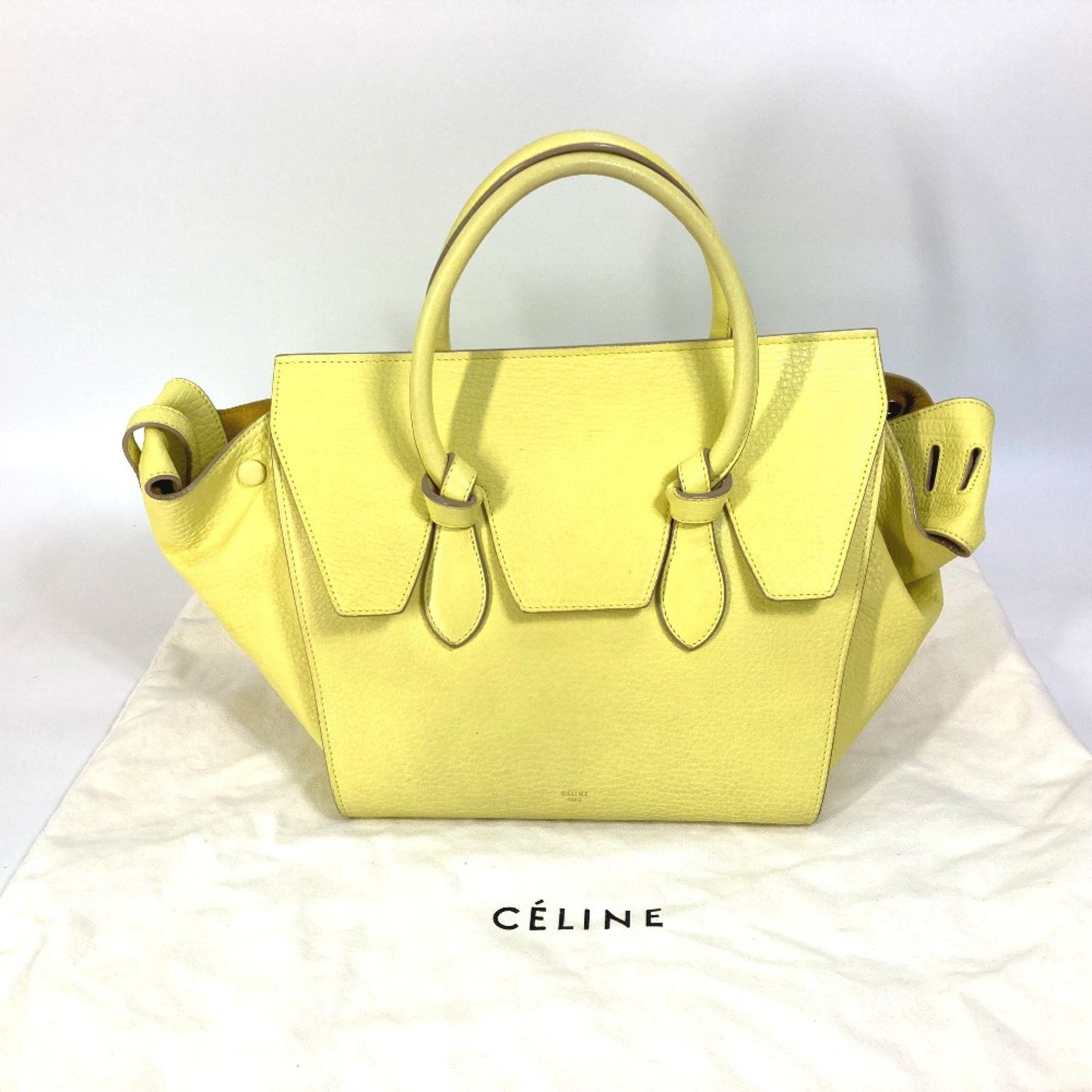 Céline Tie, Yellow, Leather, handbag