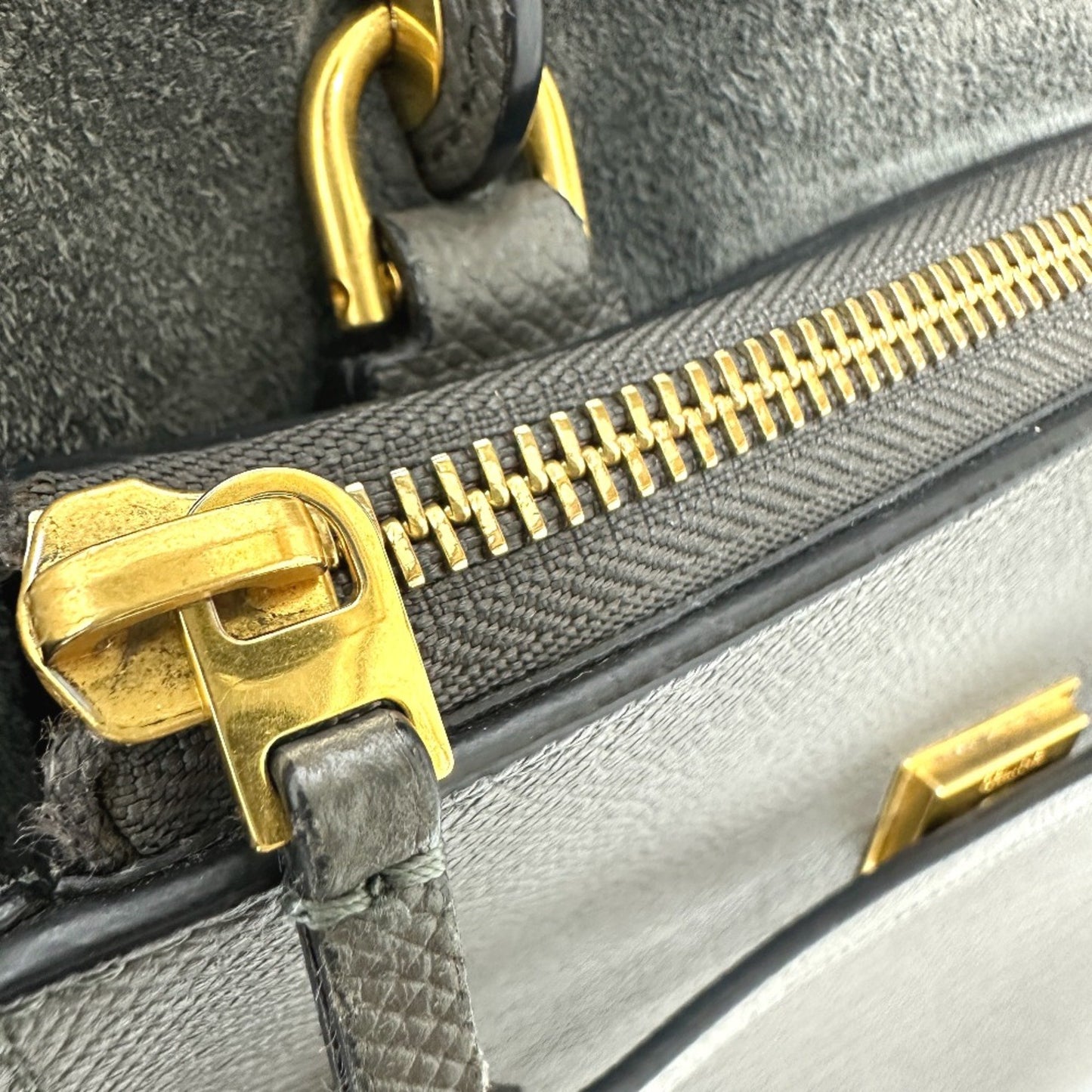 Céline Belt, Grey, Leather, handbag