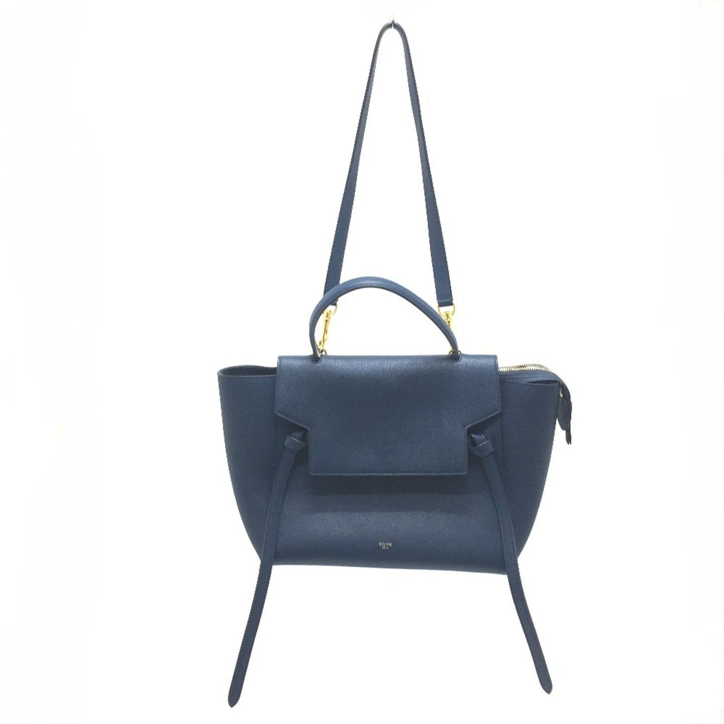 Céline Belt, Navy, Leather, handbag
