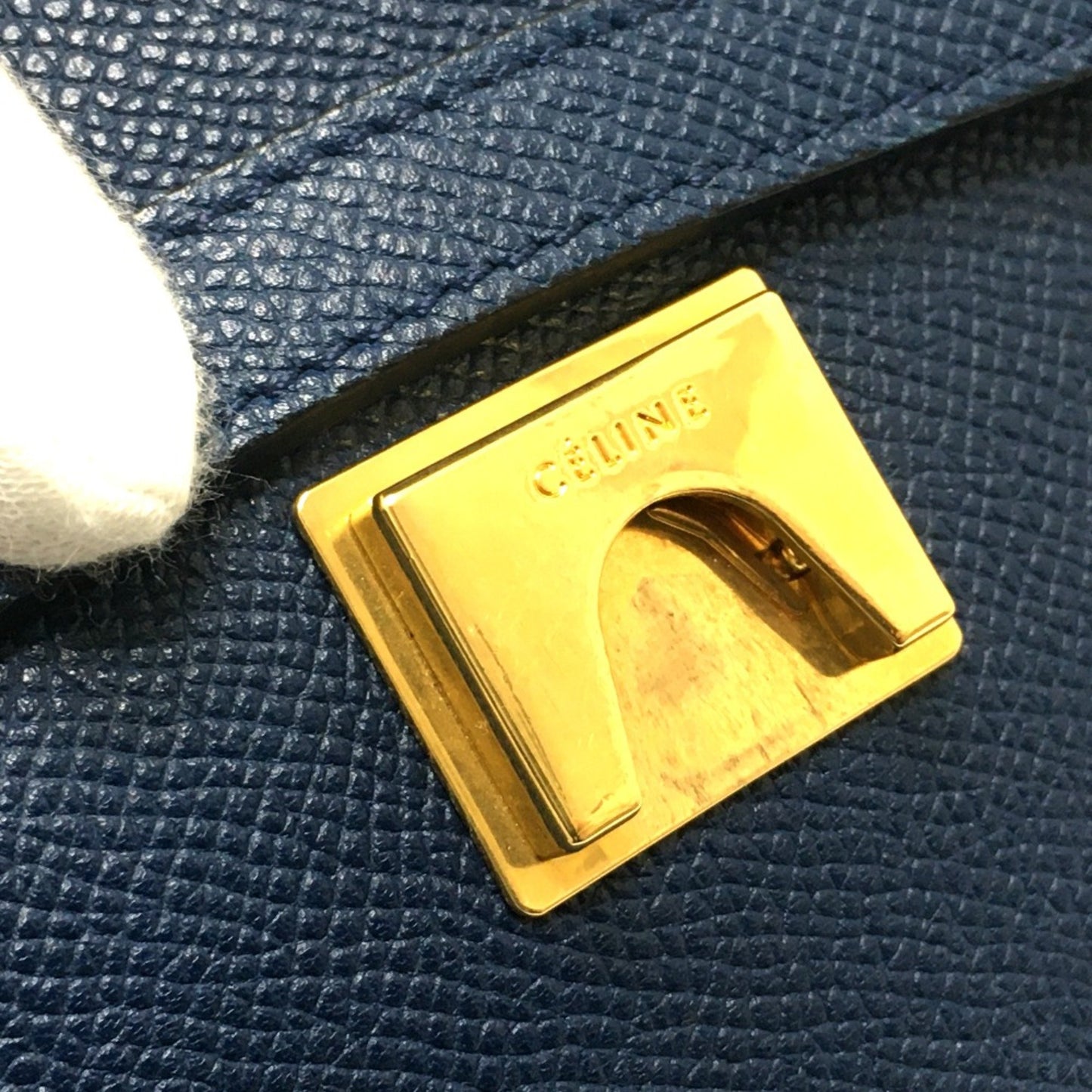 Céline Belt, Navy, Leather, handbag