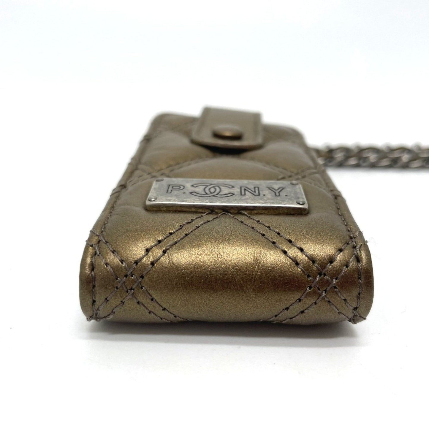 Chanel Mini matelassé, Gold, Leather, shoulder