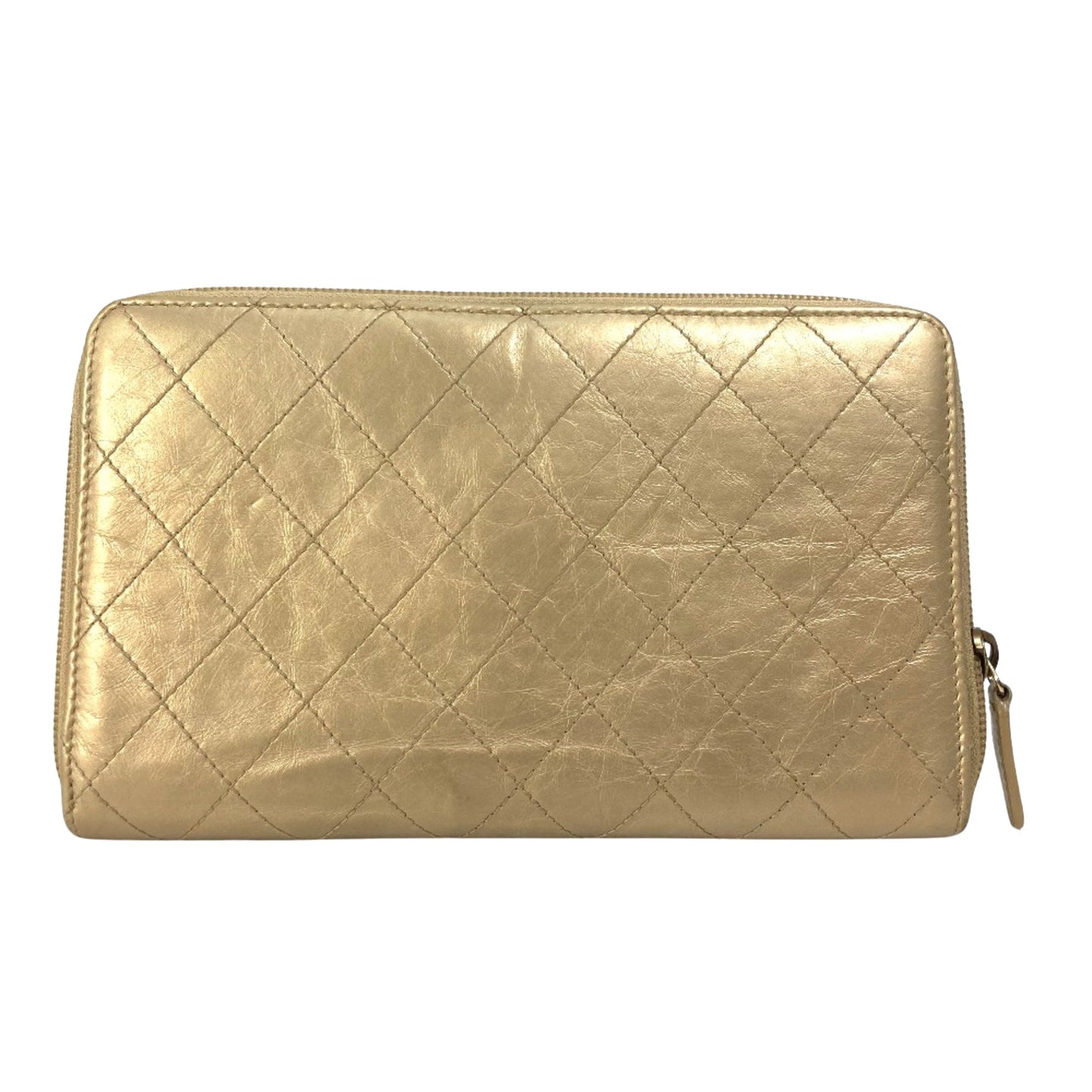 Chanel Logo CC, Gold, Leather, wallet