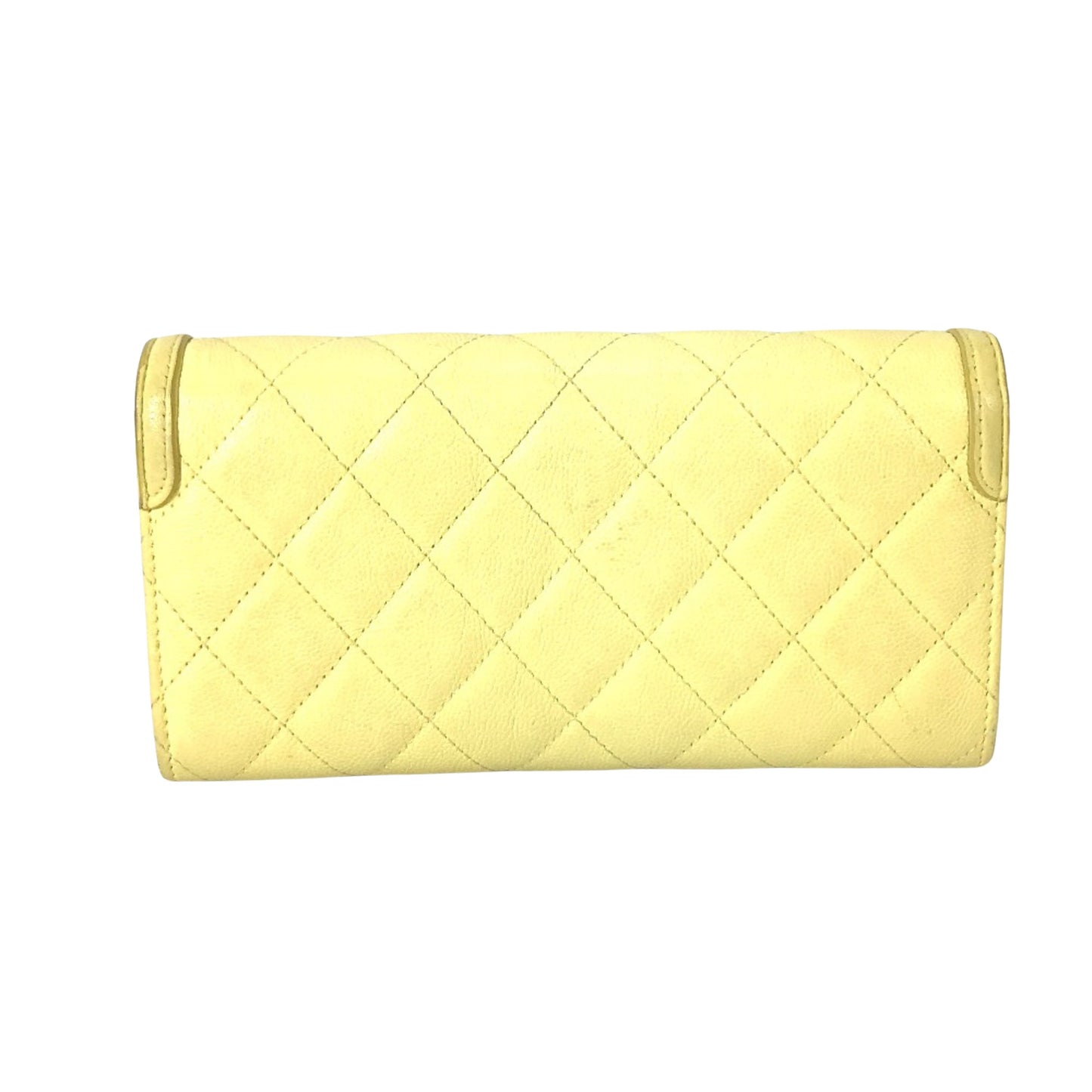 Chanel CC Filigree, Yellow, Leather, wallet