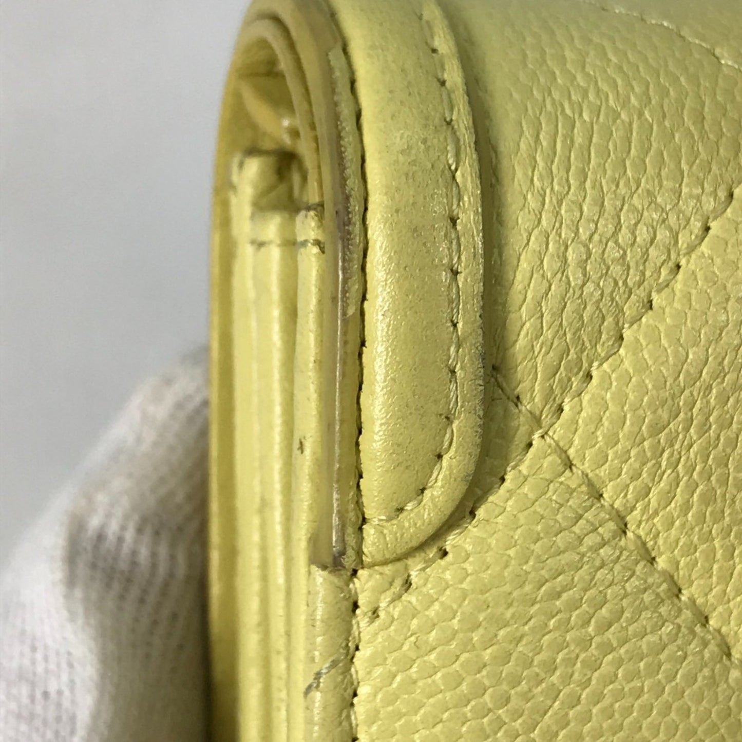 Chanel CC Filigree, Yellow, Leather, wallet
