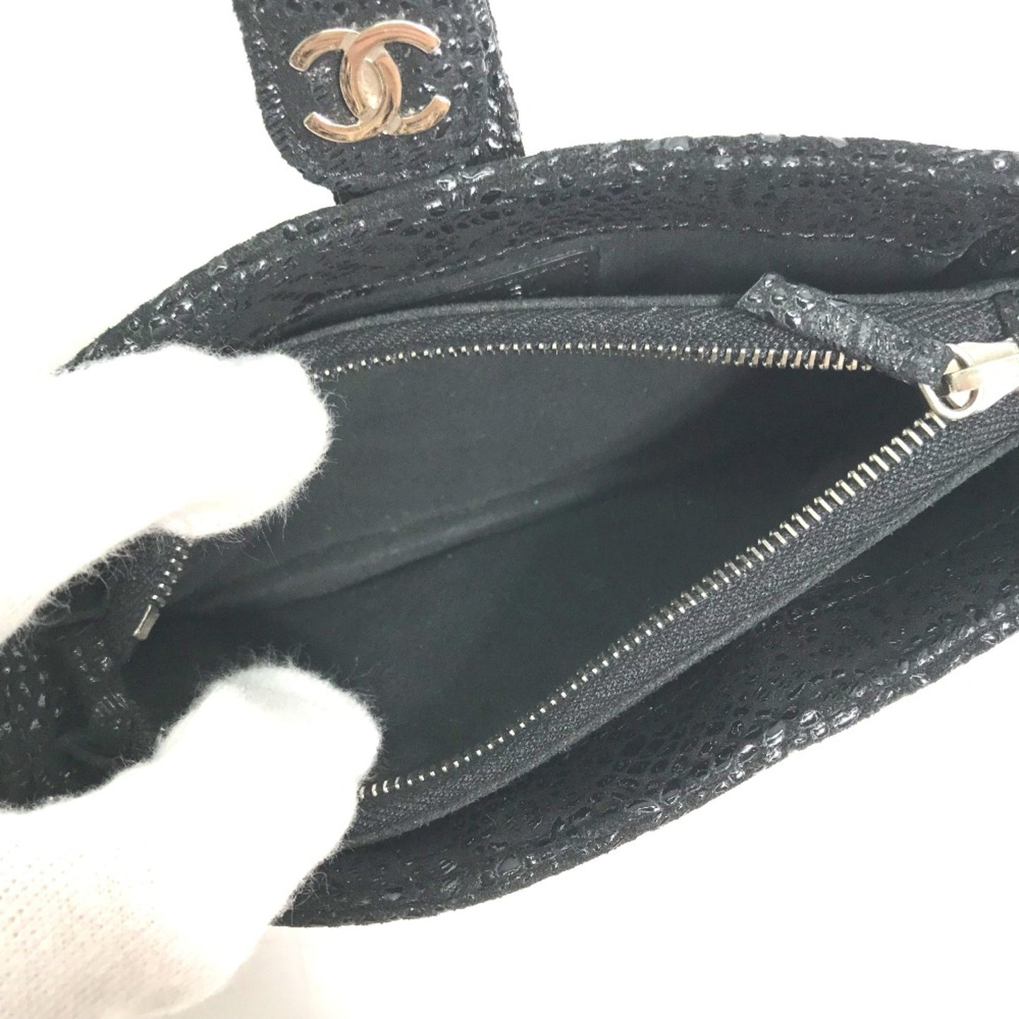 Chanel Logo CC, Black, Leather, wallet