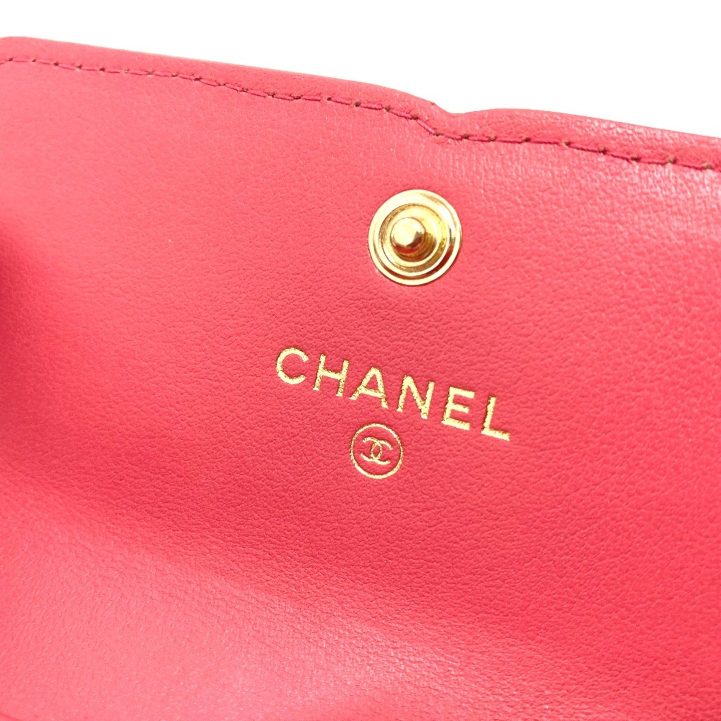 Chanel Logo CC, Pink, Leather, wallet