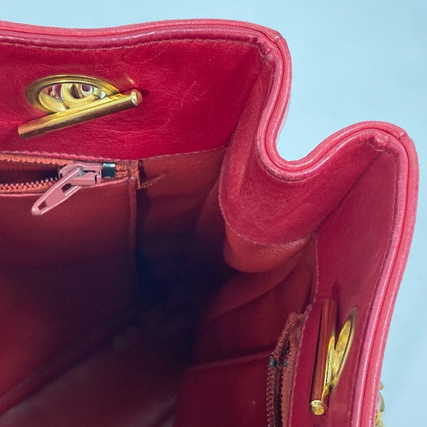 Chanel Shopping, Red, Leather, tote