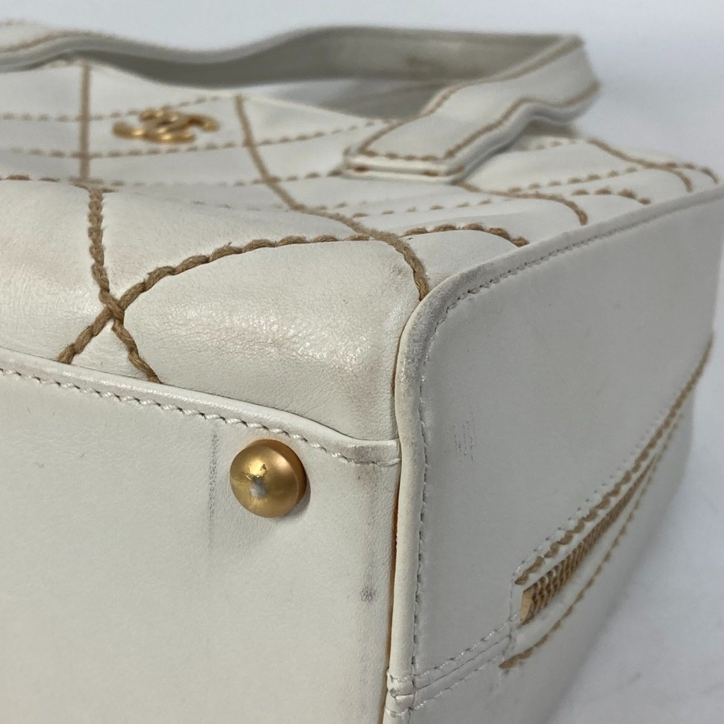 Chanel Wild stitch, White, Leather, handbag