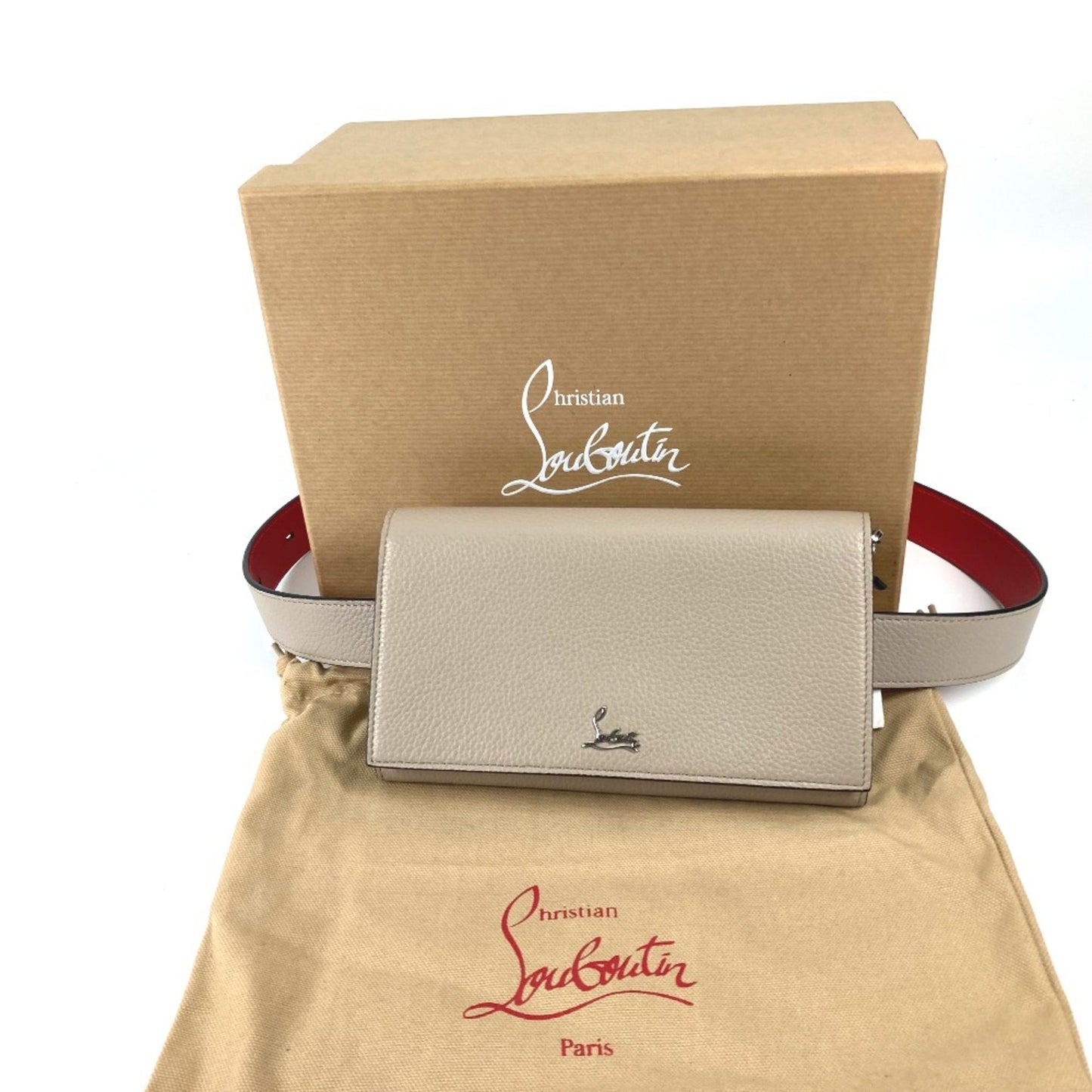 Christian Louboutin, Beige, Leather, clutch