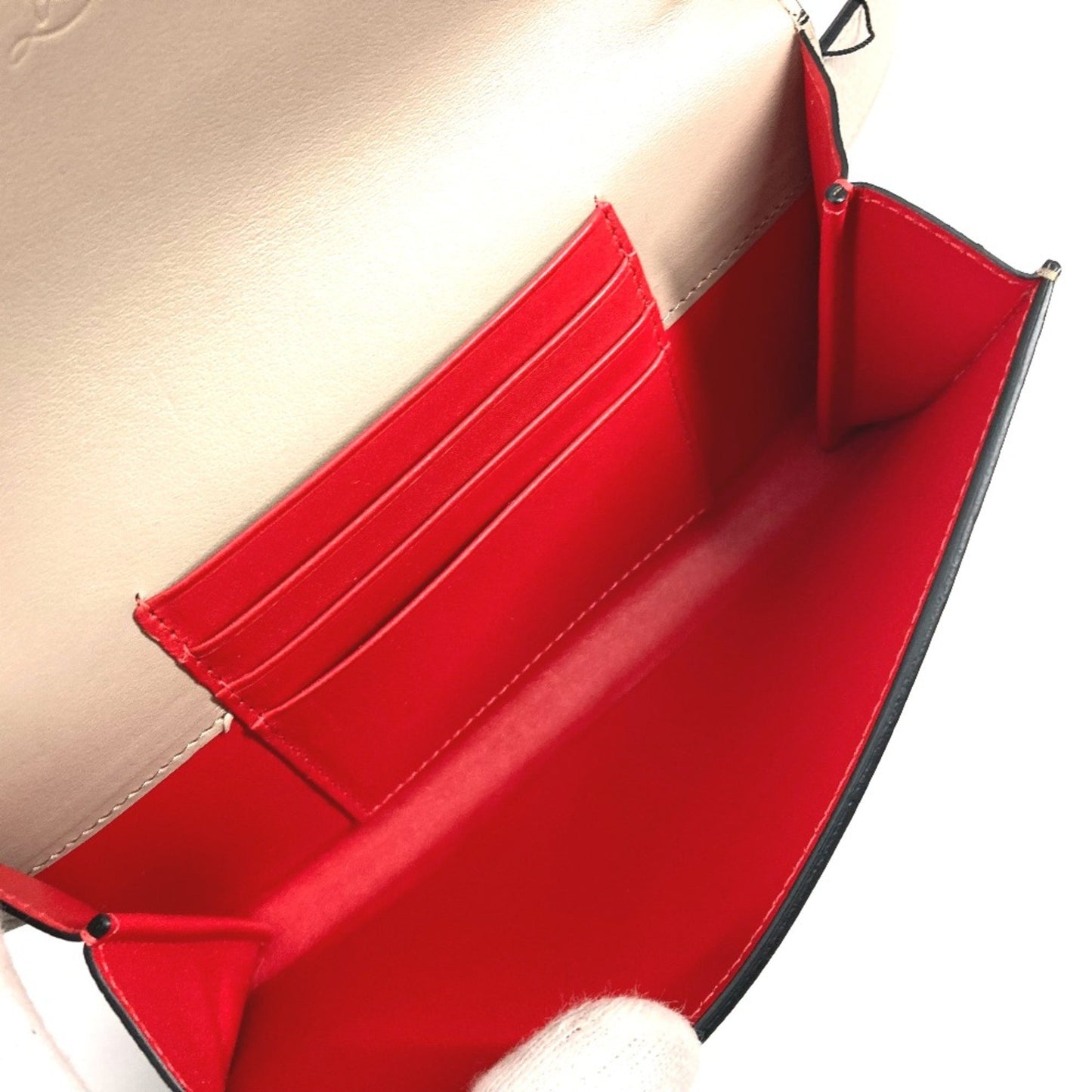 Christian Louboutin, Beige, Leather, clutch