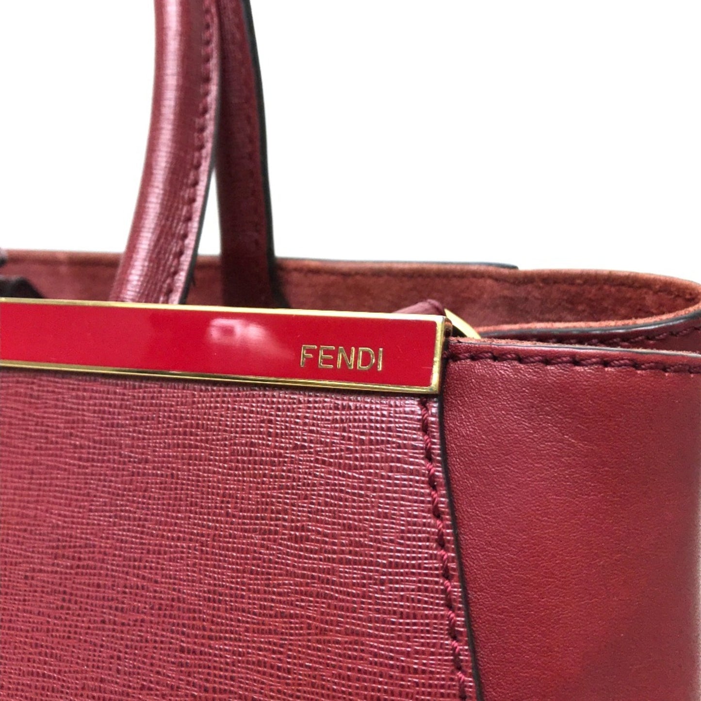 Fendi 2Jours, Burgundy, Leather, handbag