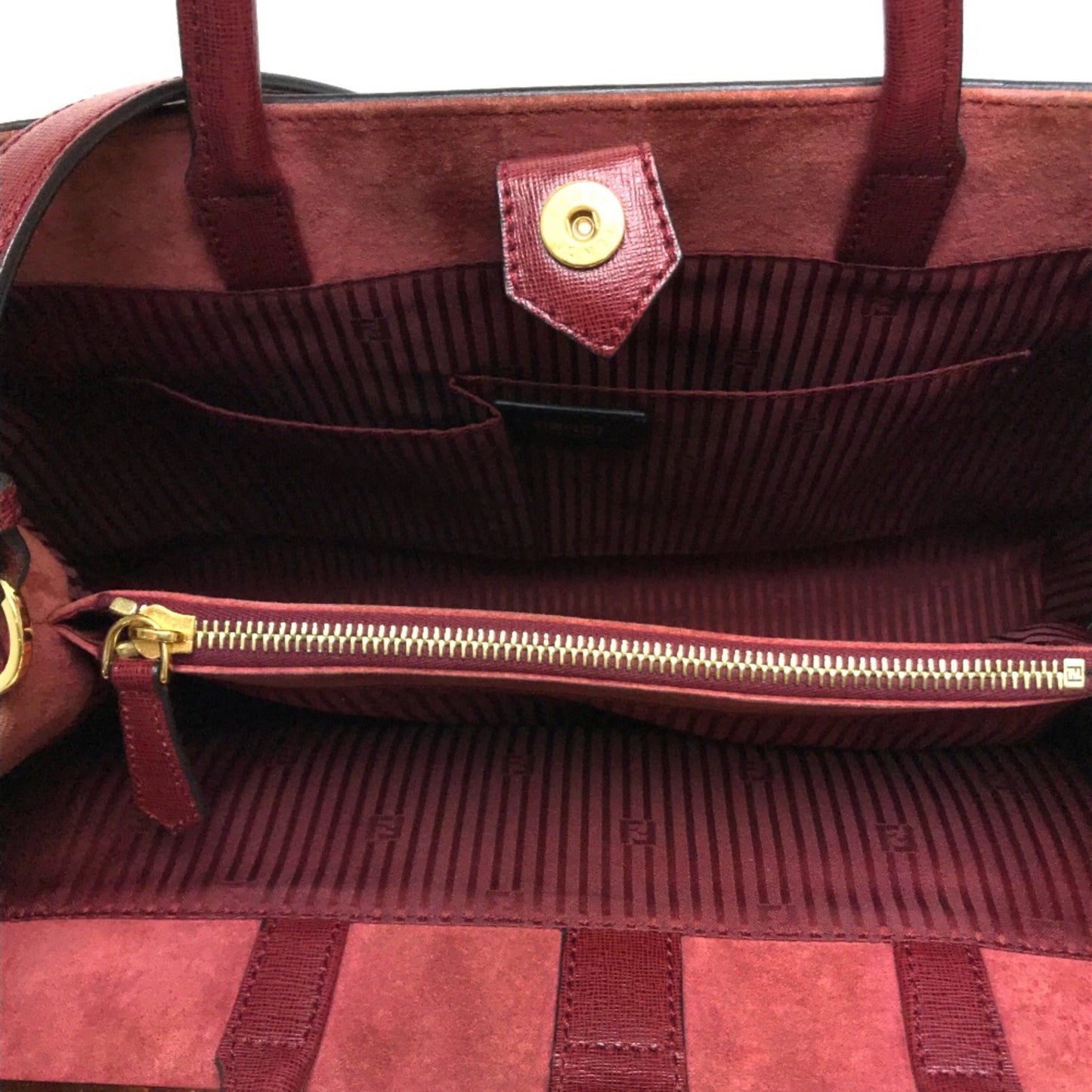 Fendi 2Jours, Burgundy, Leather, handbag