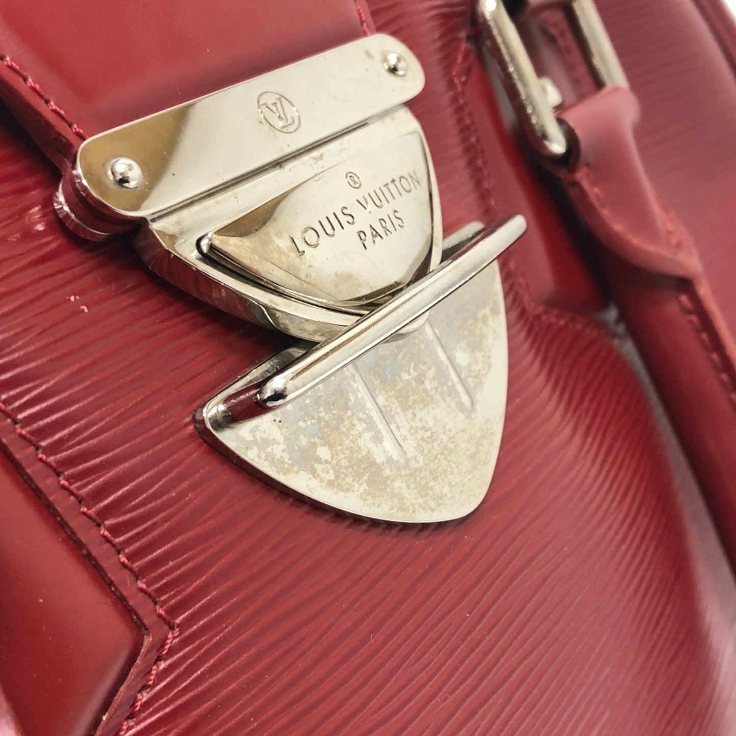 Louis Vuitton Montaigne, Red, Leather, handbag