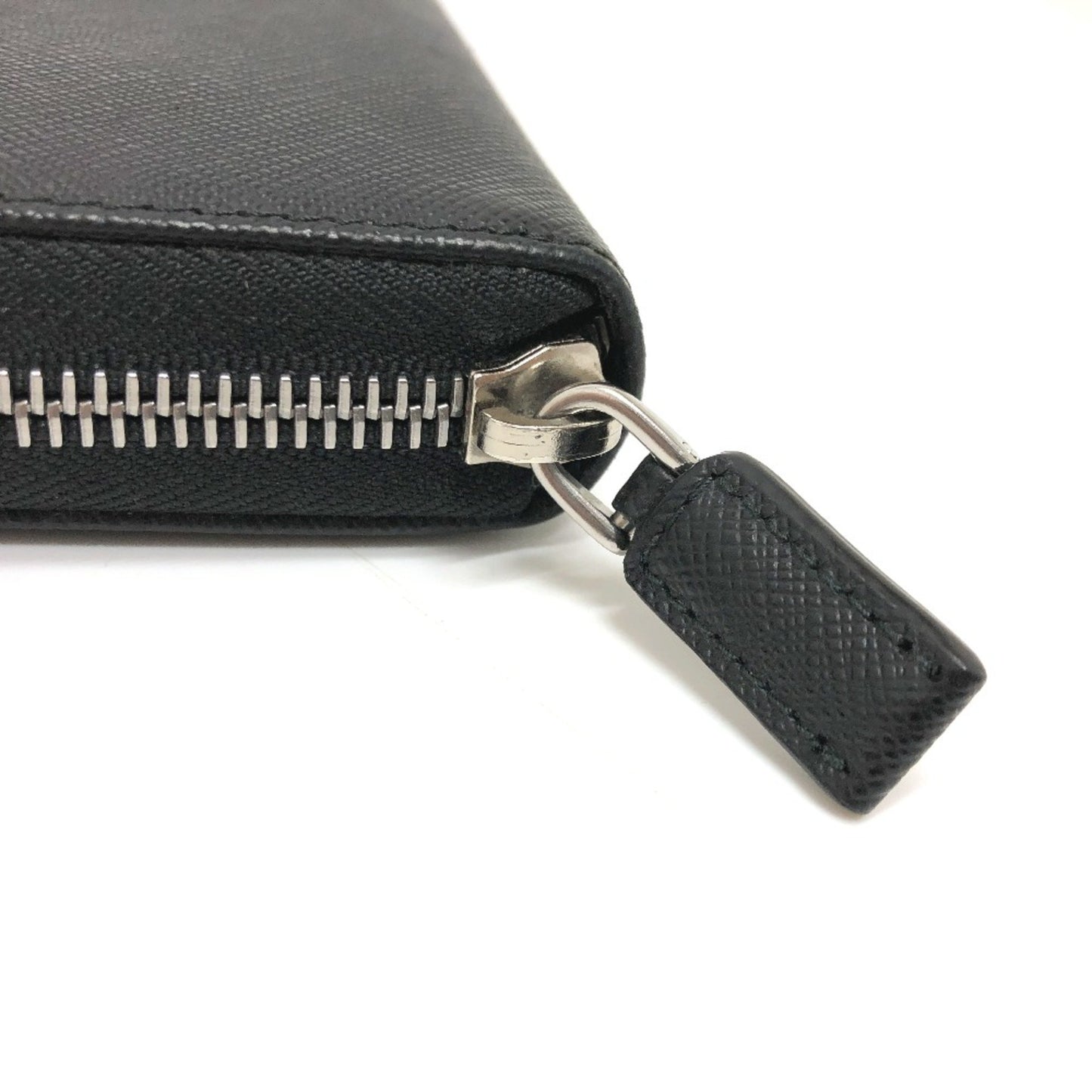 Prada Round Zipper, Black, Leather, wallet
