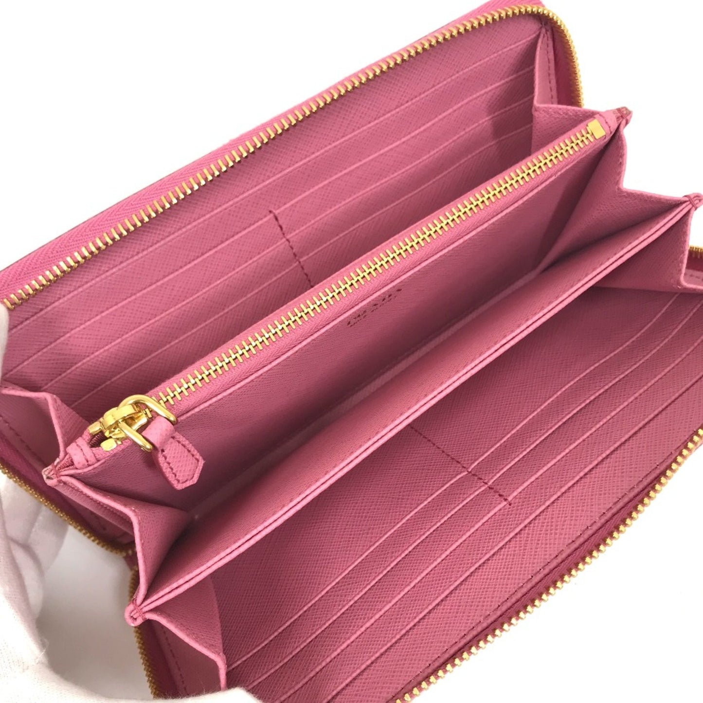 Prada Saffiano, Pink, Leather, wallet