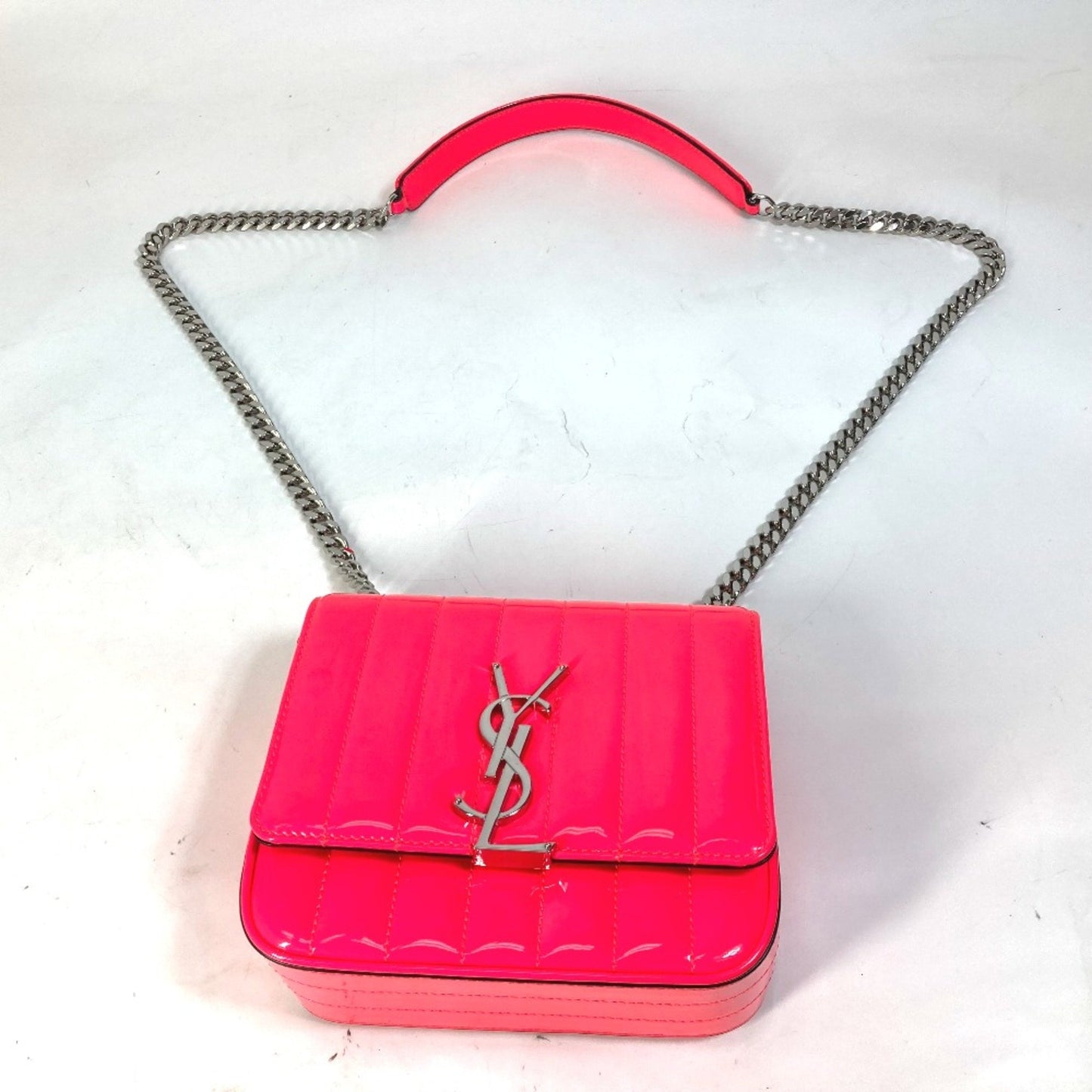 Saint Laurent Vicky, Pink, Leather, clutch