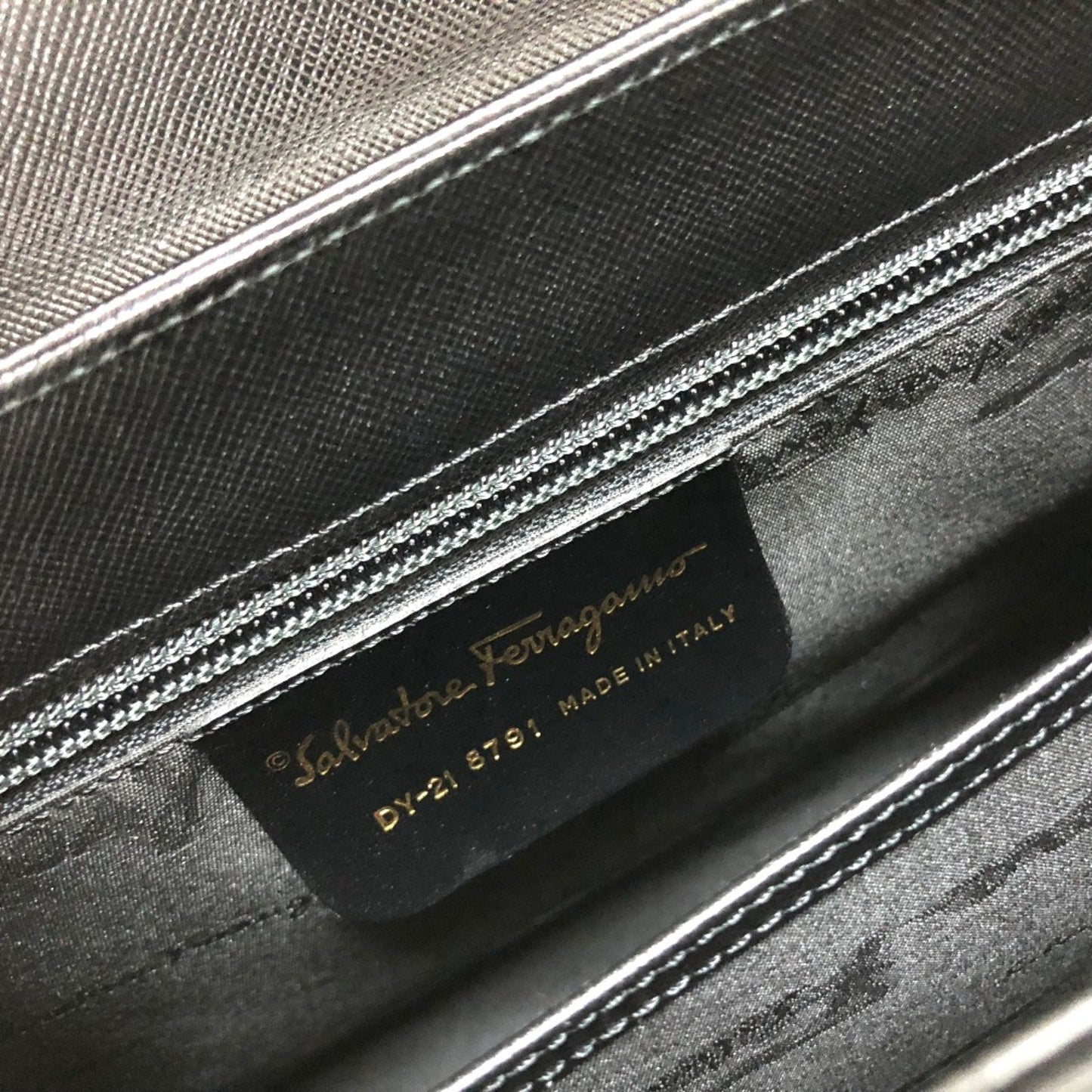 Salvatore Ferragamo Gancini, Black, Leather, handbag