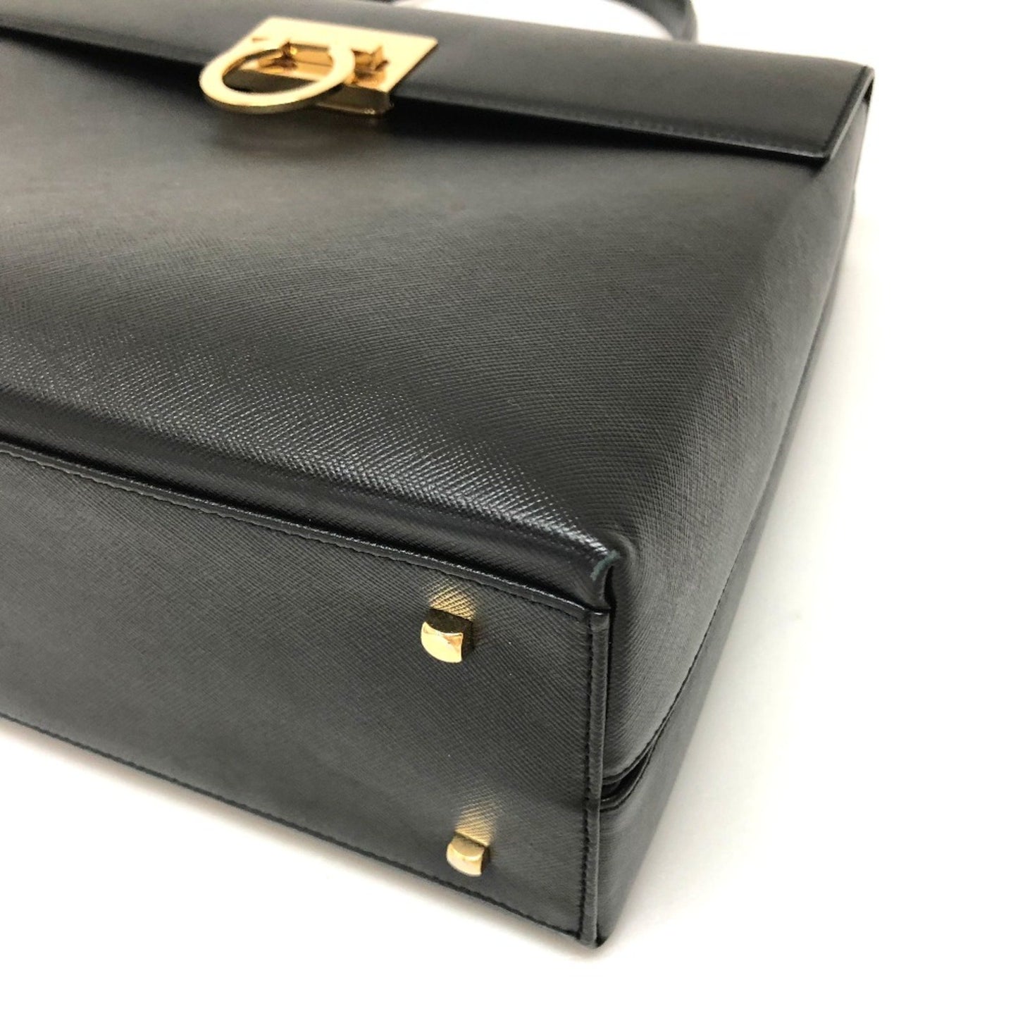 Salvatore Ferragamo Gancini, Black, Leather, handbag